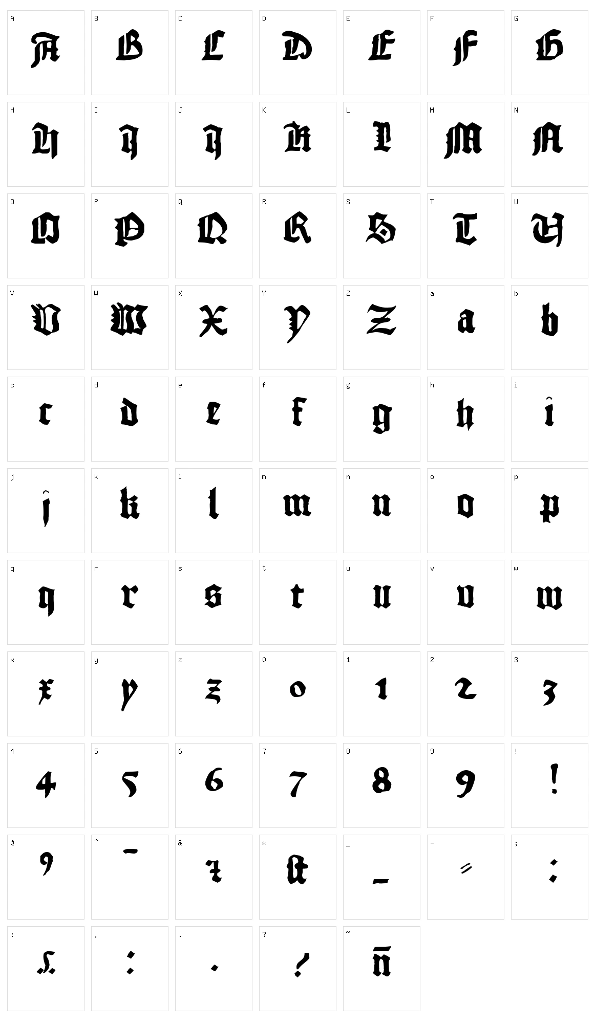 1456 Gutenberg Character Set