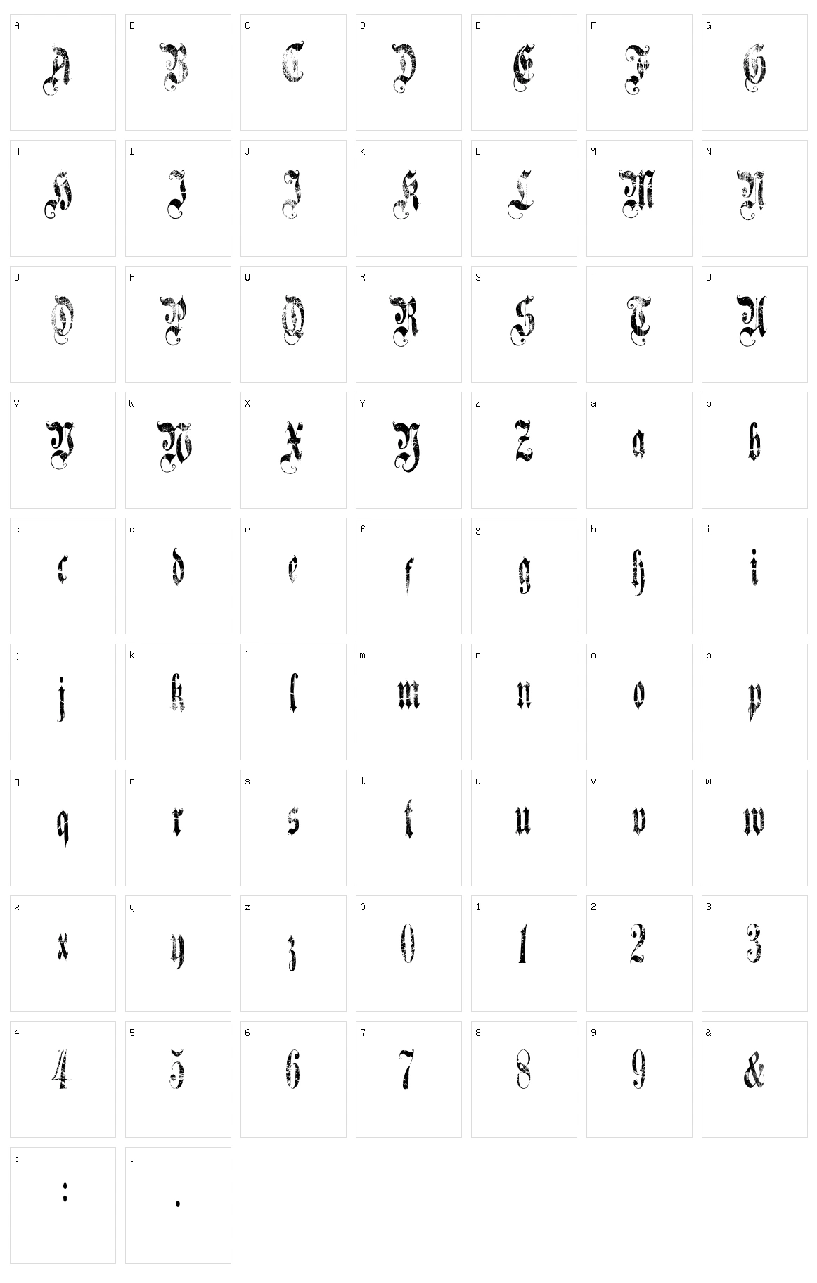 A Gothique Time Character Set