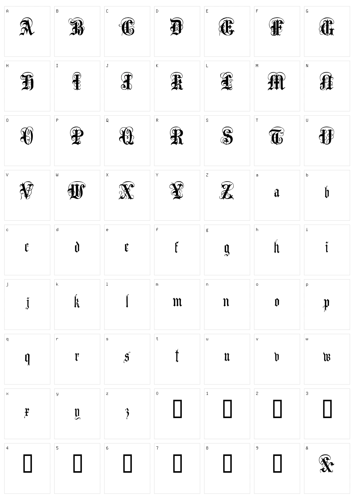 Anglo Text Character Set