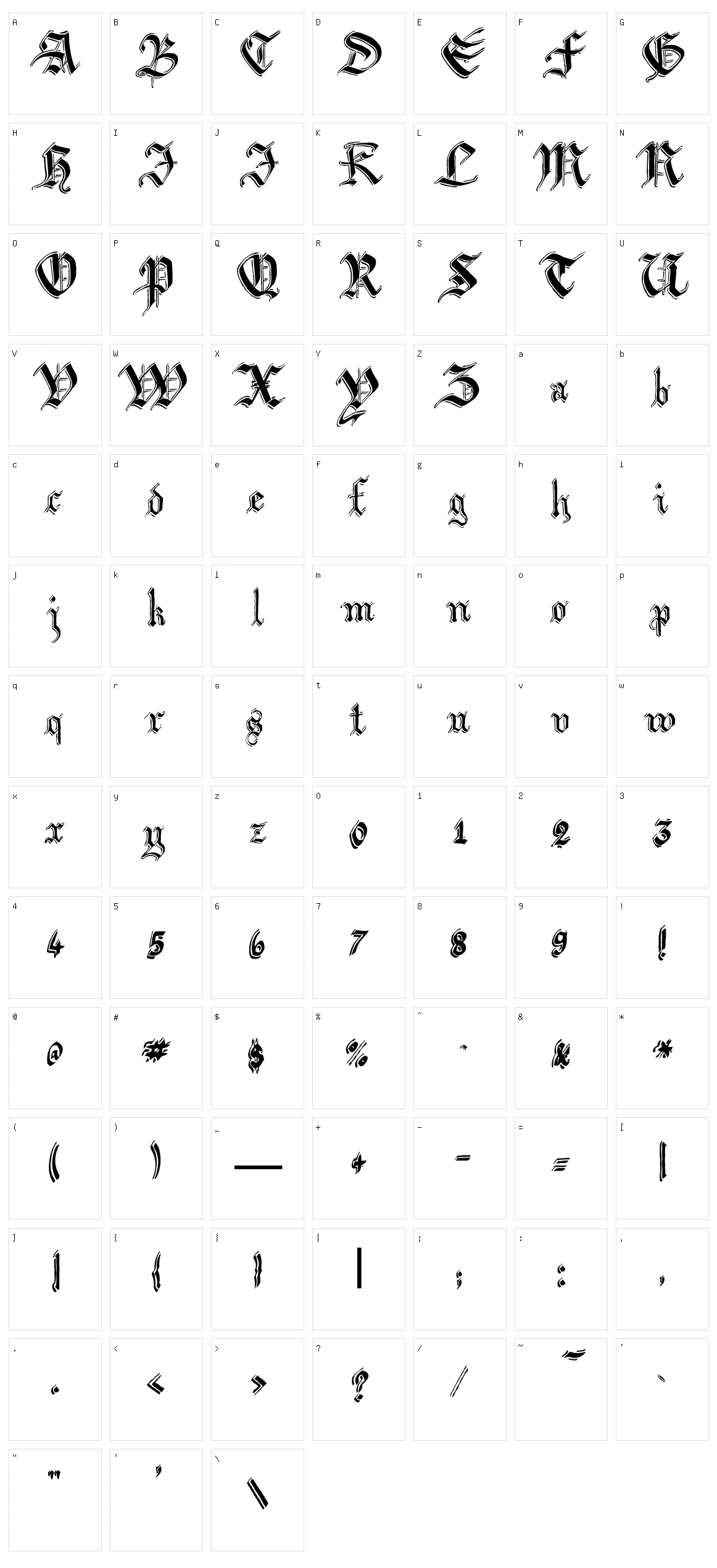 Argor Biw Scaqh Character Set