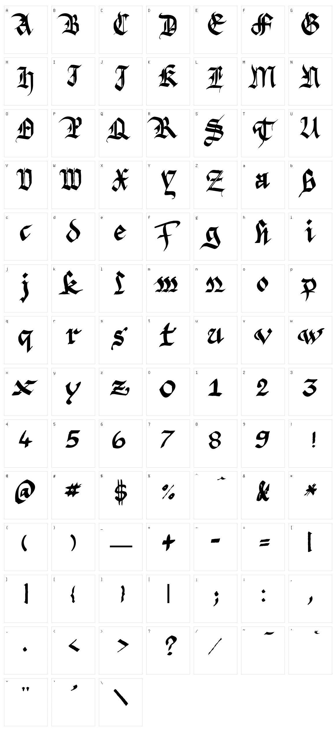 Argor Fast Scaqh Character Set