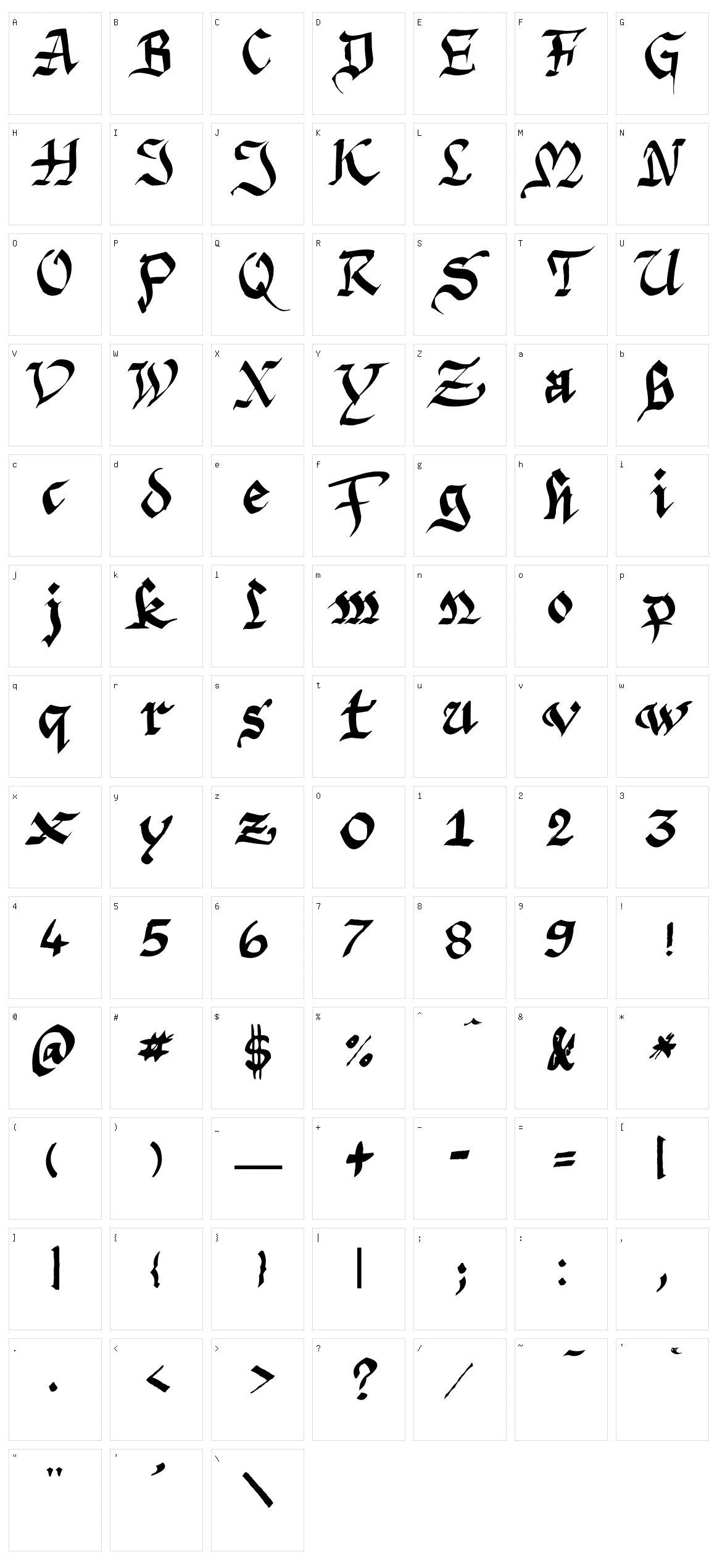 Argor Priht Scaqh Character Set