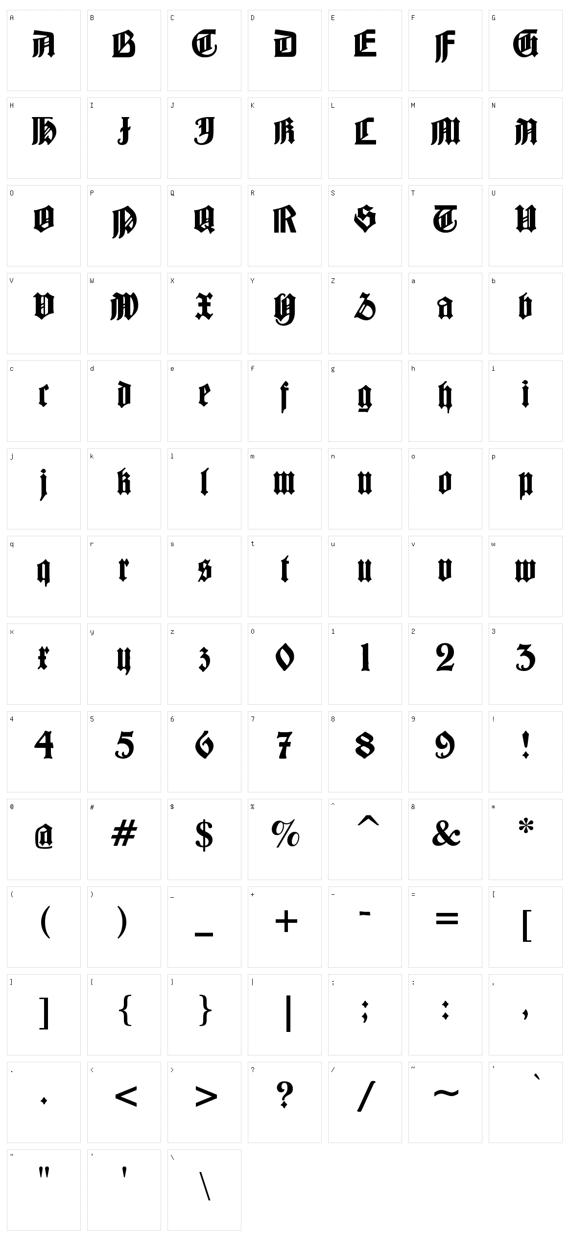 Barloesius Schrift Character Set