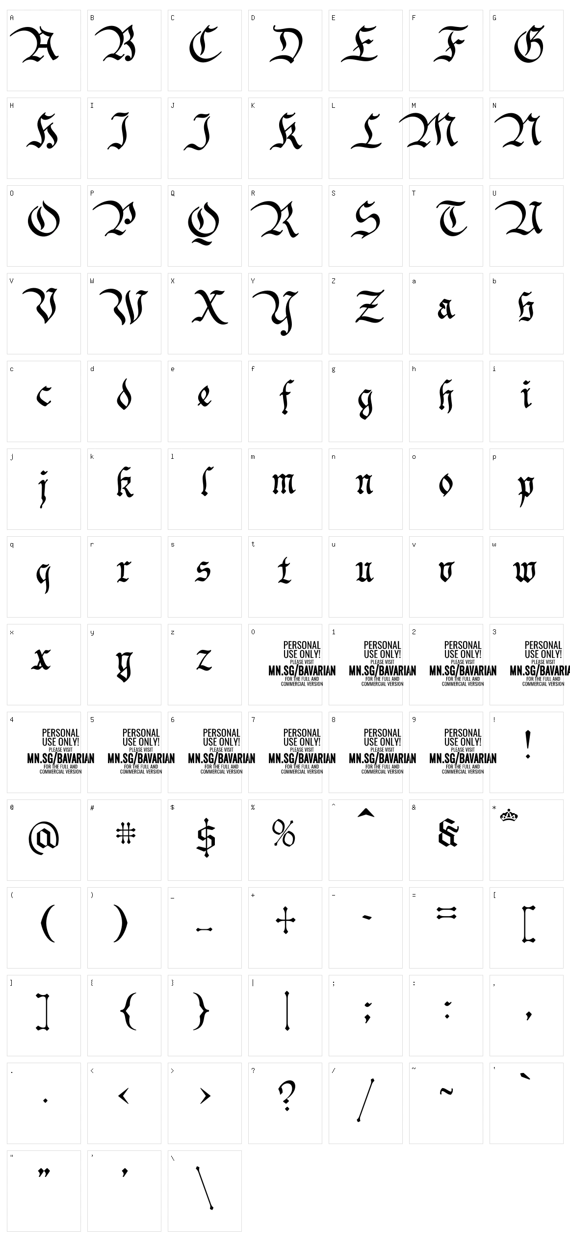 Bavarian Crown Character Set
