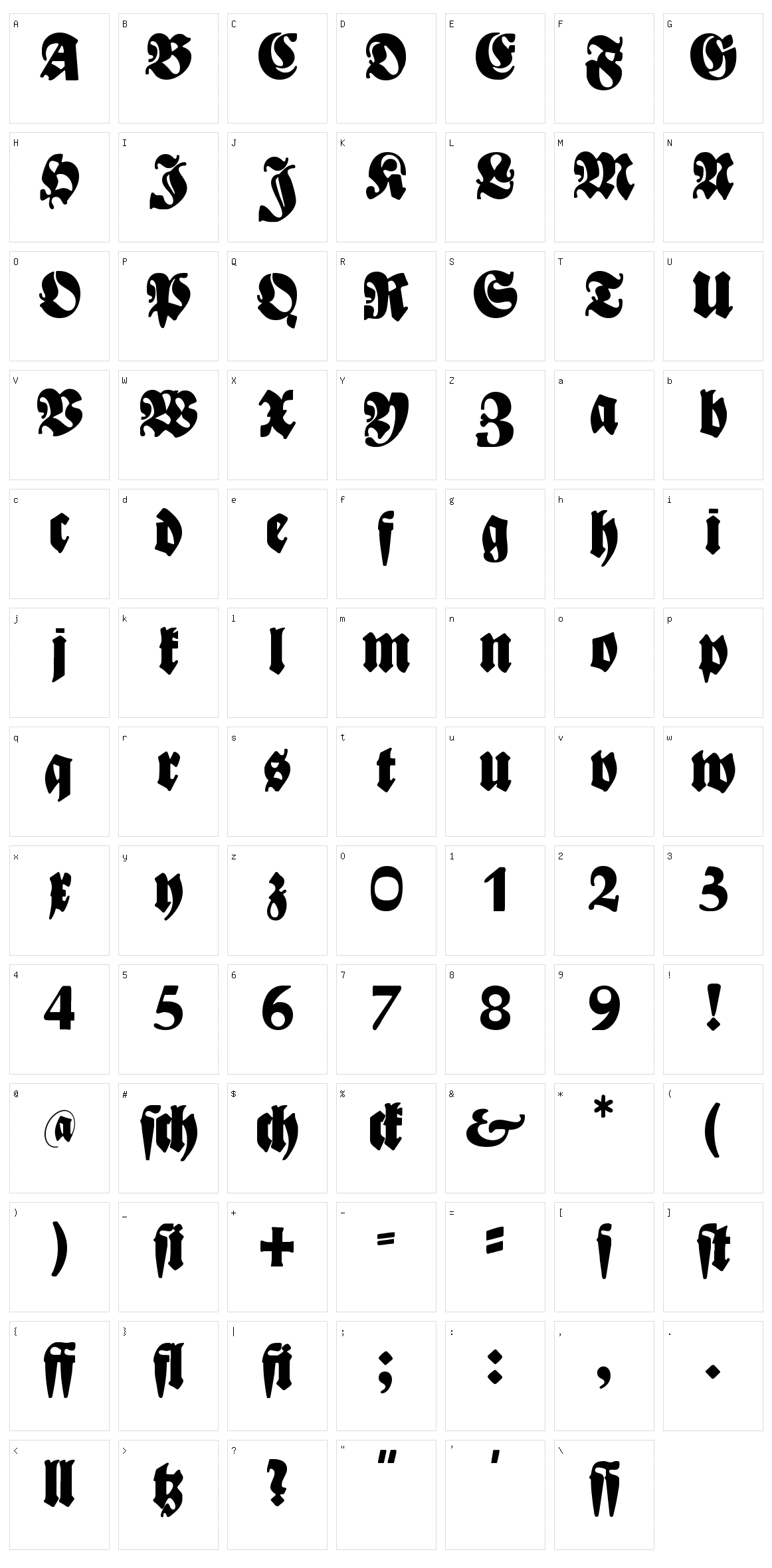 Bayreuth Character Set