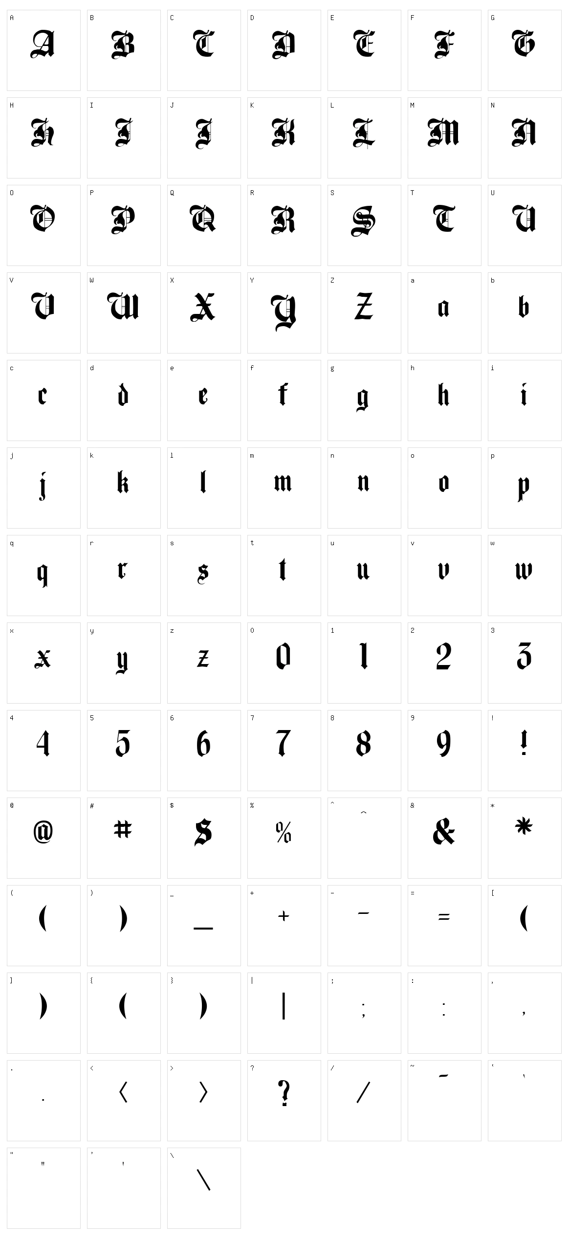 Beckett Character Set