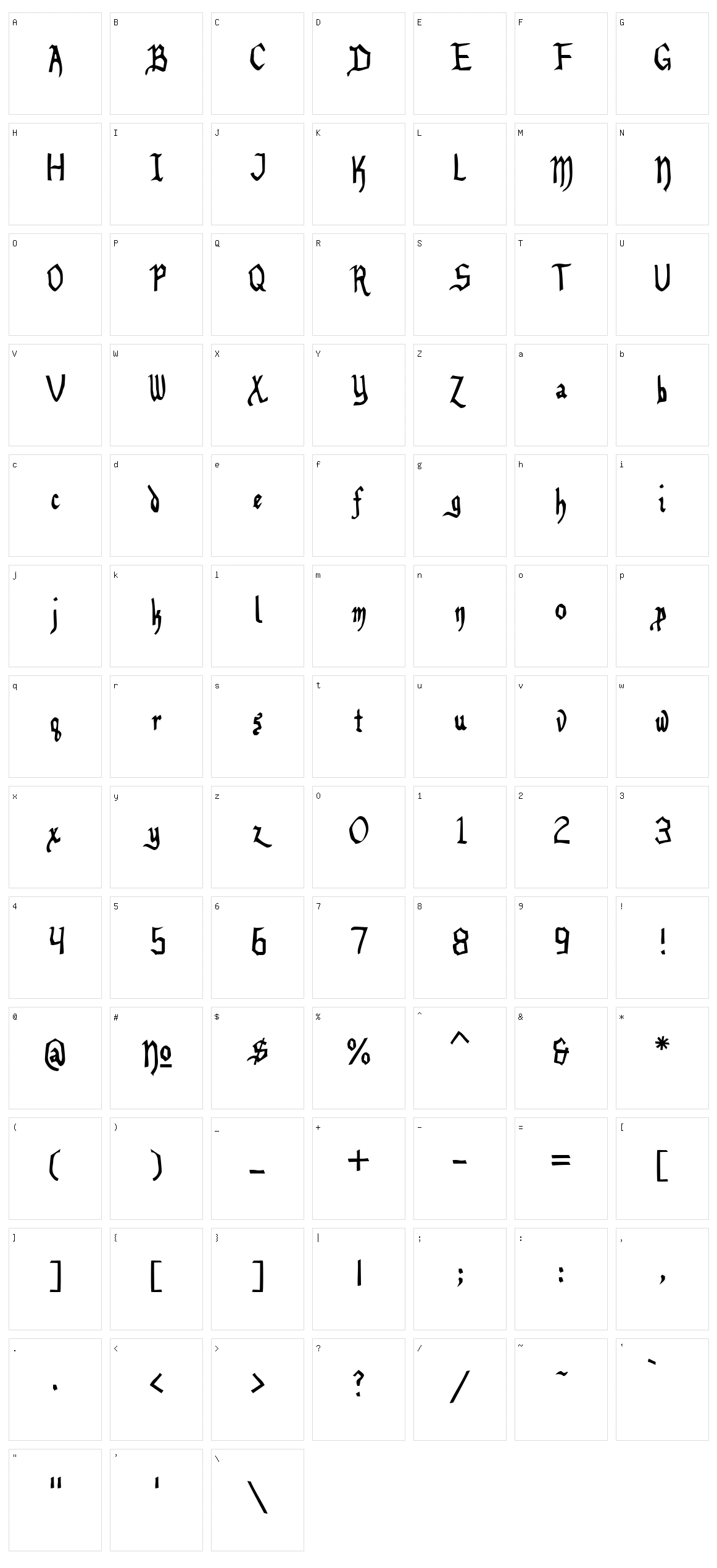 Benegraphic Character Set