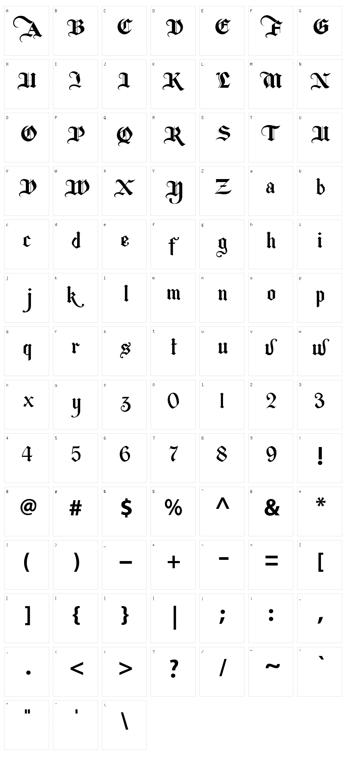 Berkahi Blackletter Character Set