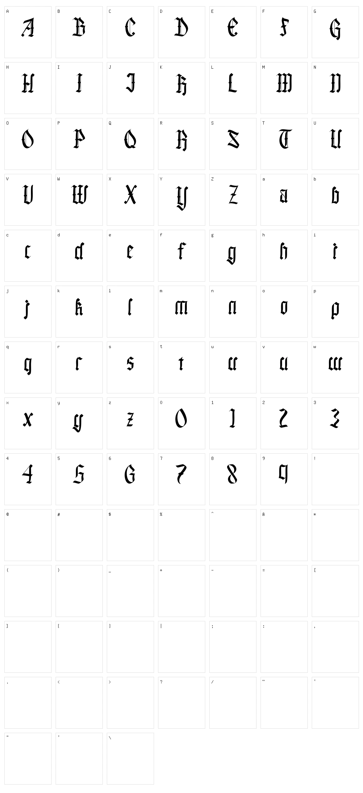 Black Callig Character Set