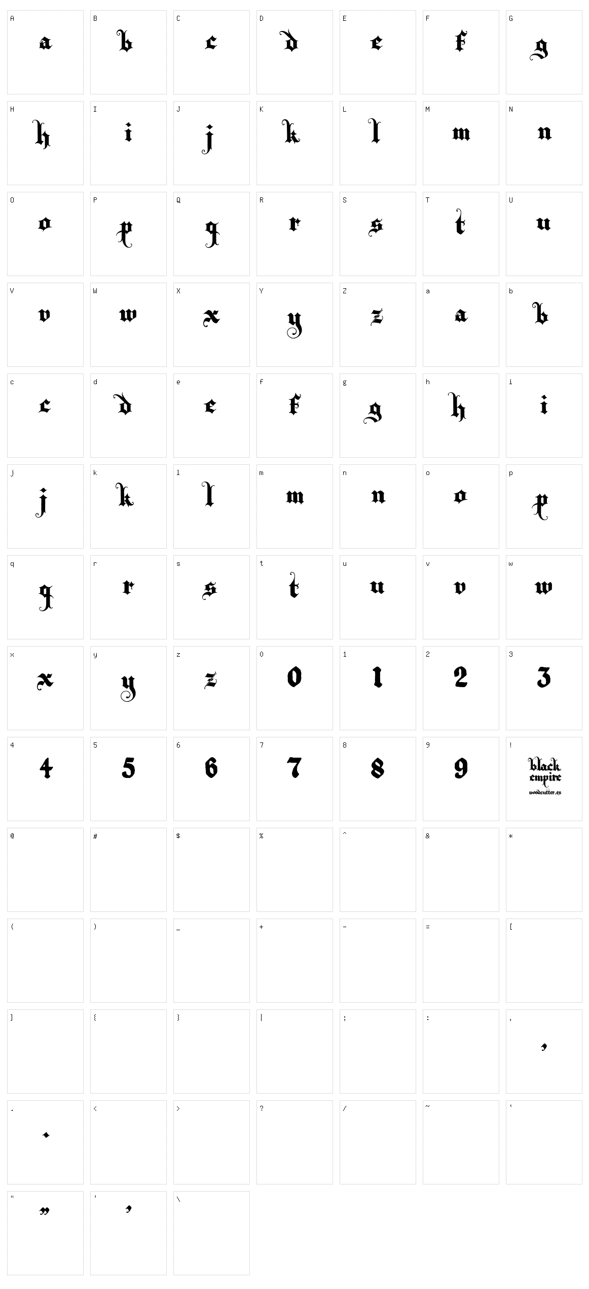 Black Empire Character Set