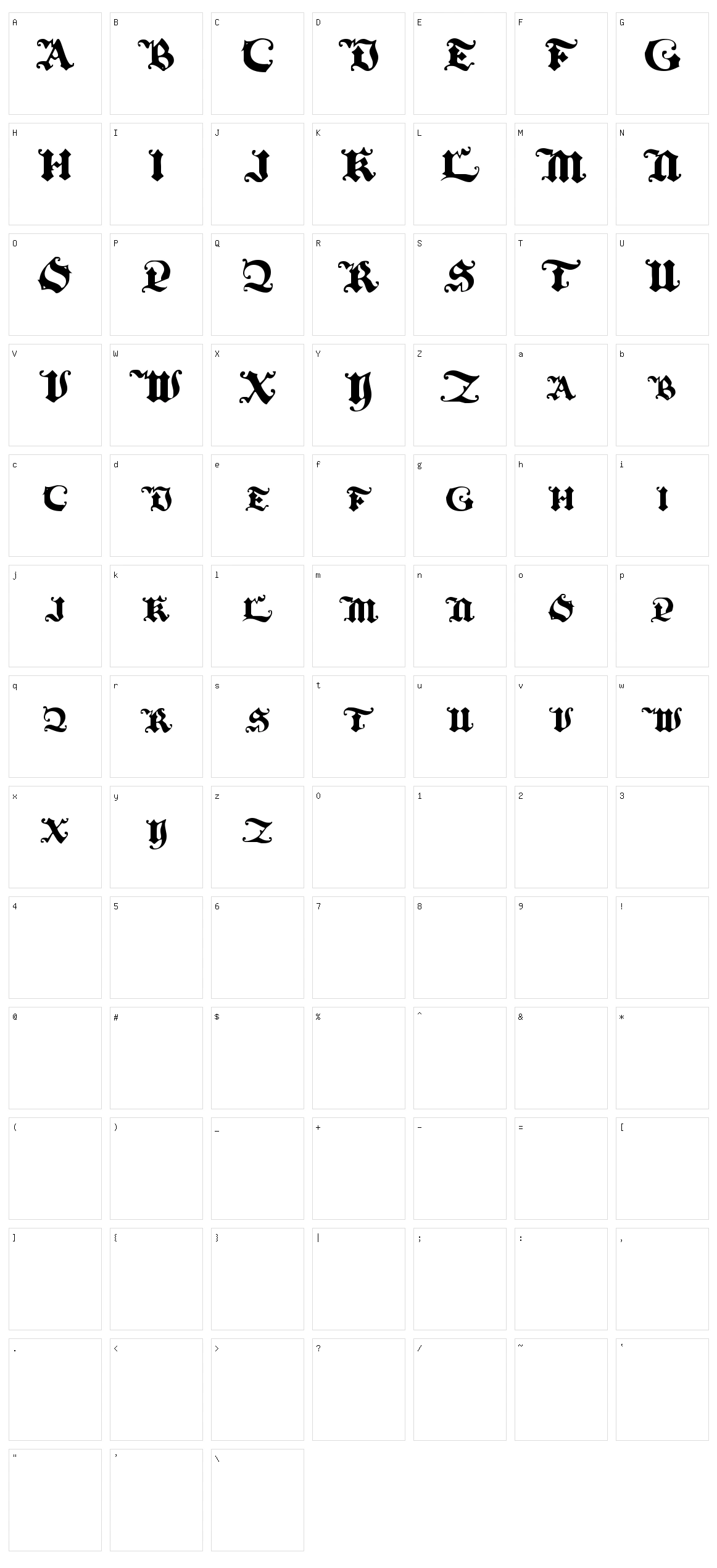 Black Initial Text Character Set