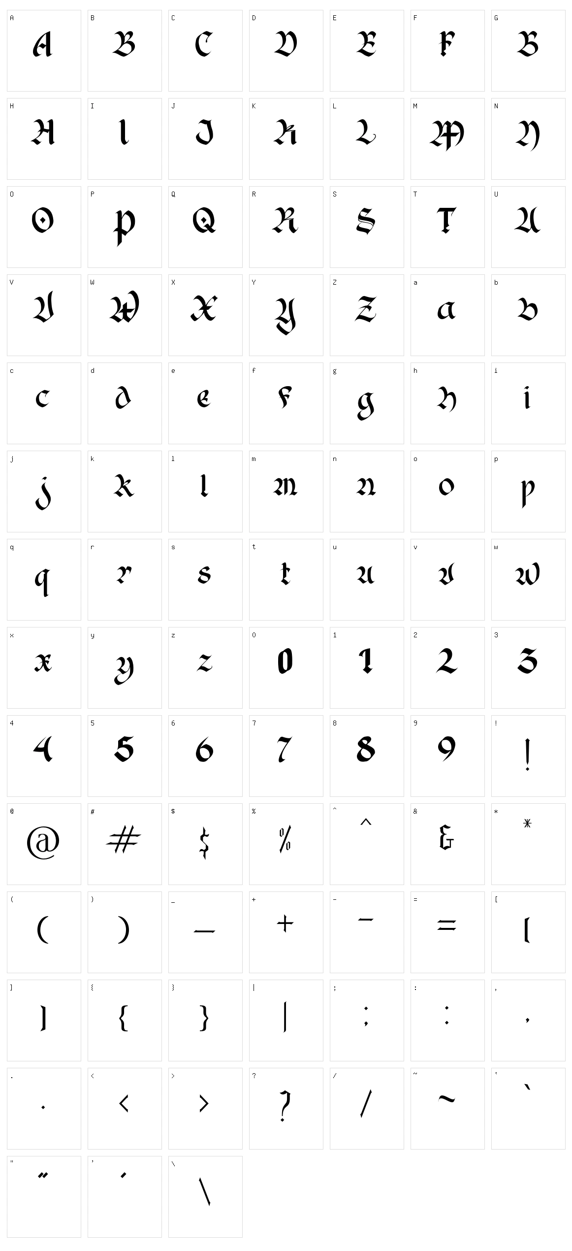 Black Rain Character Set