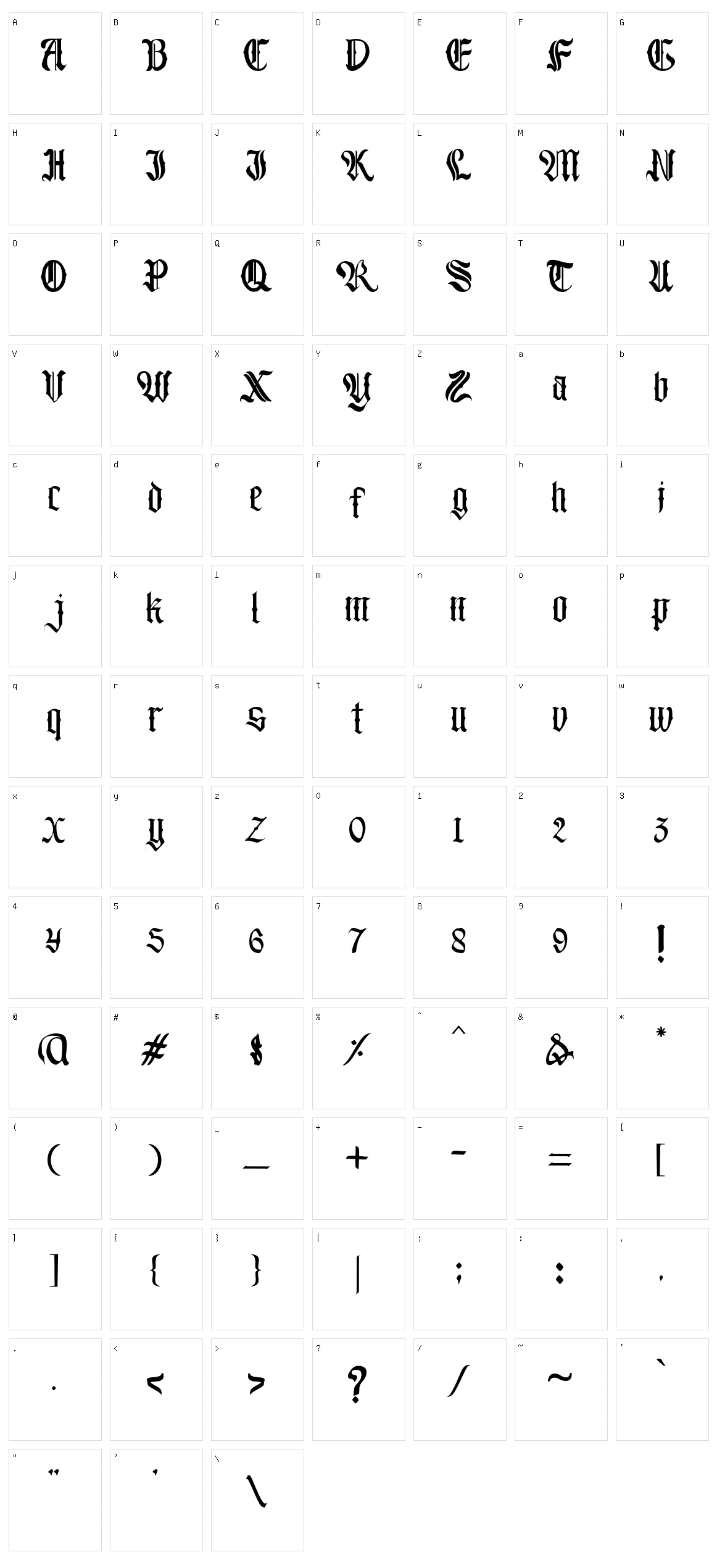 Blackburr Character Set