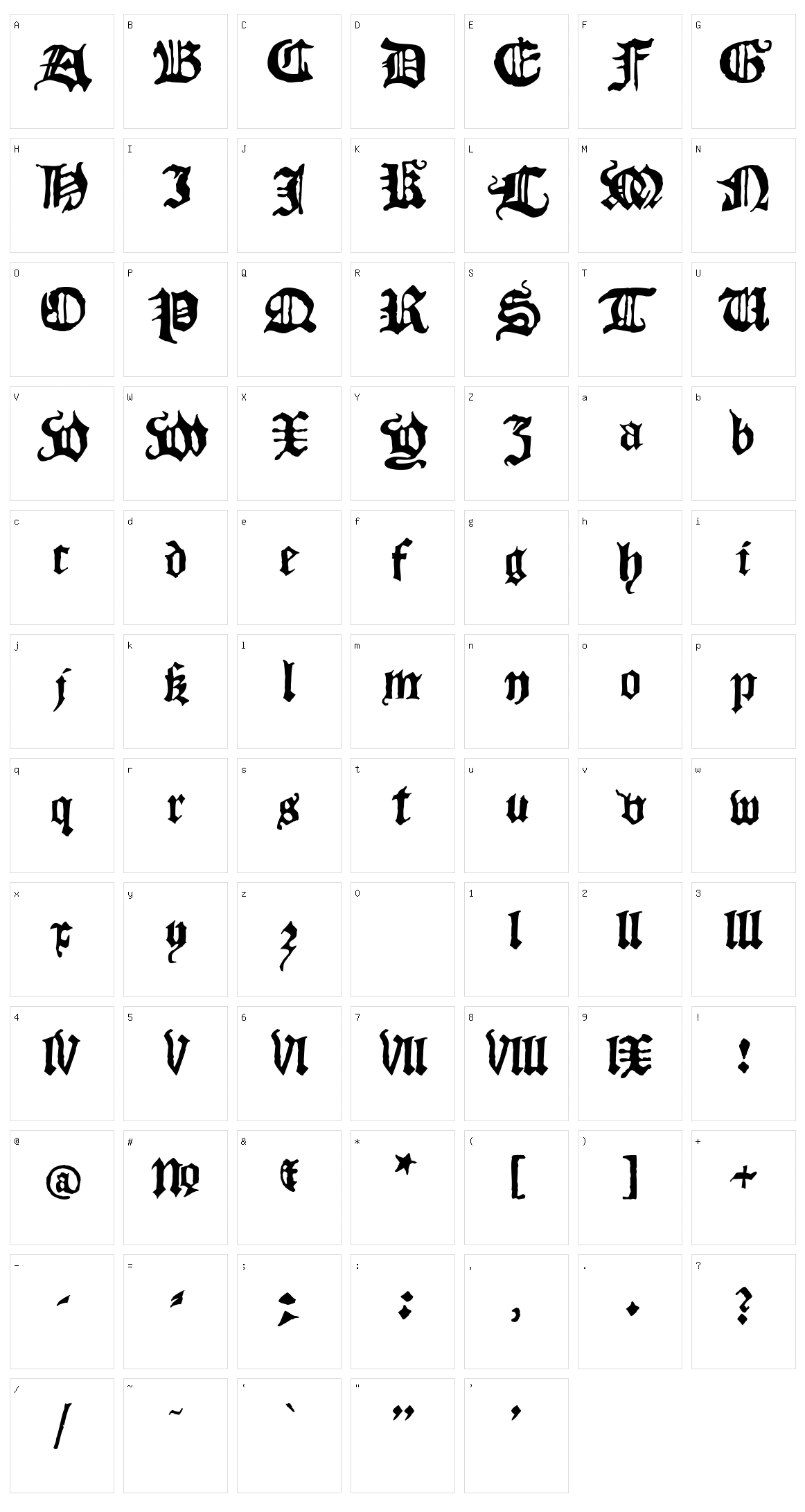 Blackletter Character Set