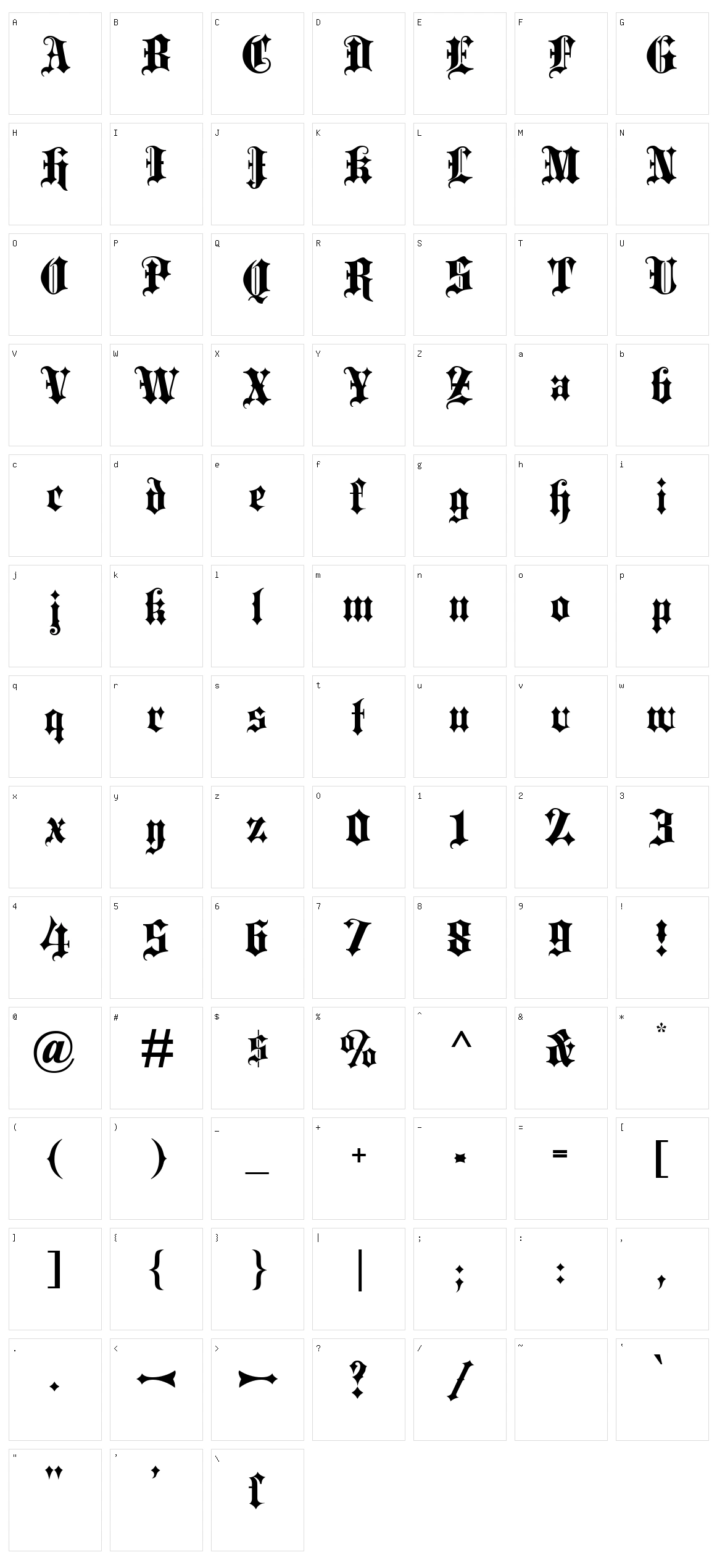 Blackletter Character Set