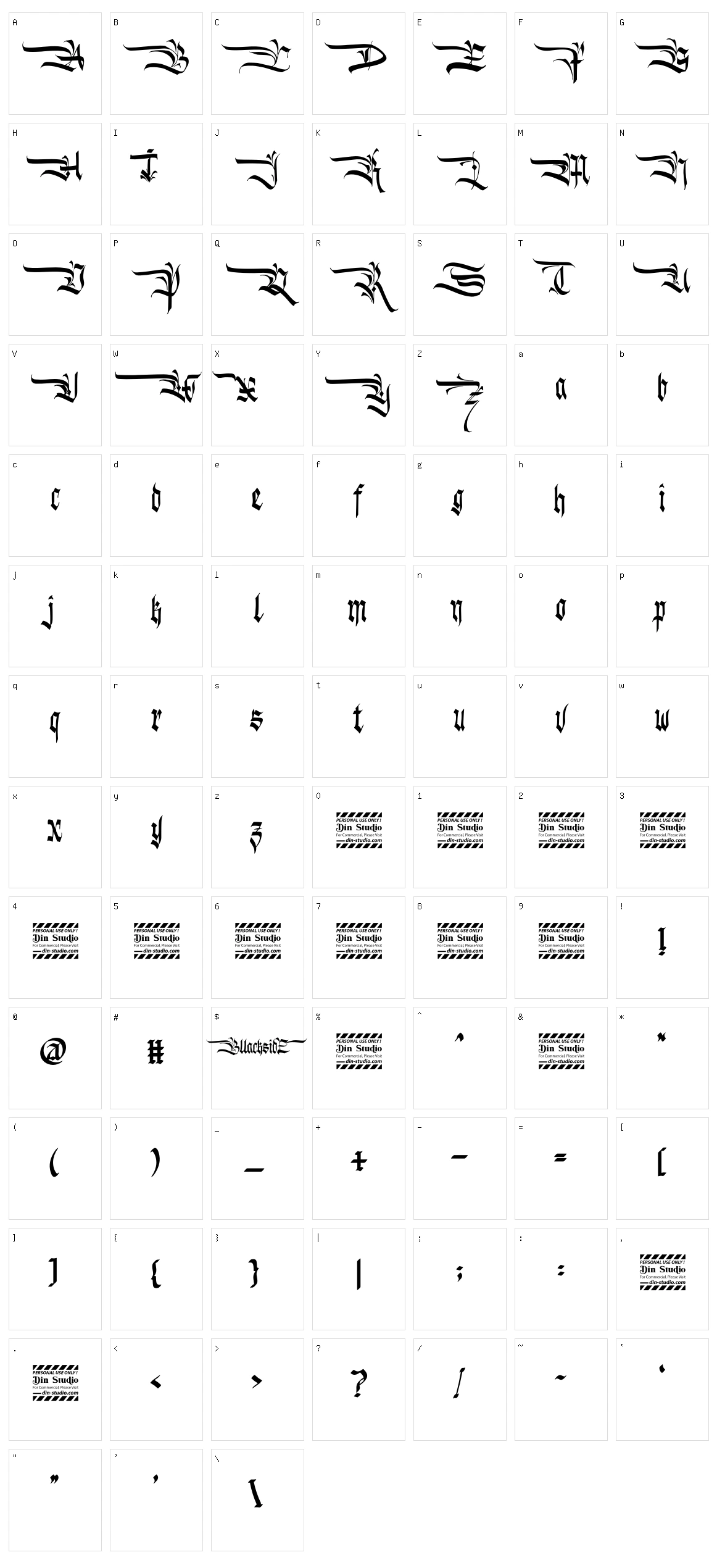 Blackside Character Set