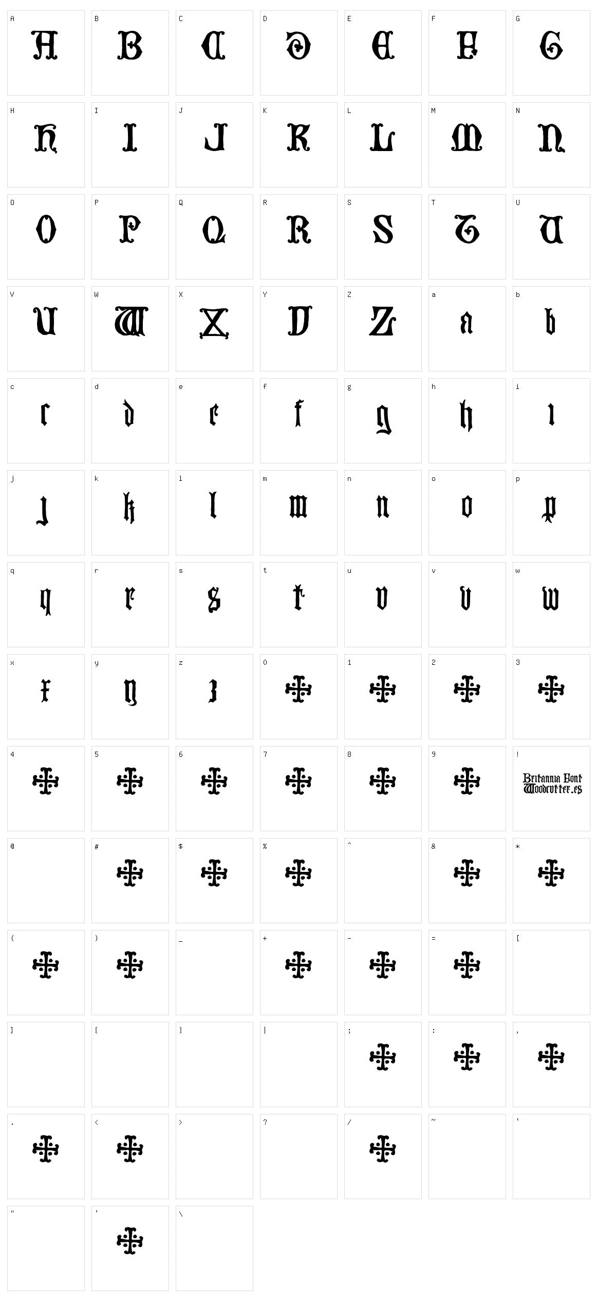 Britannia Character Set
