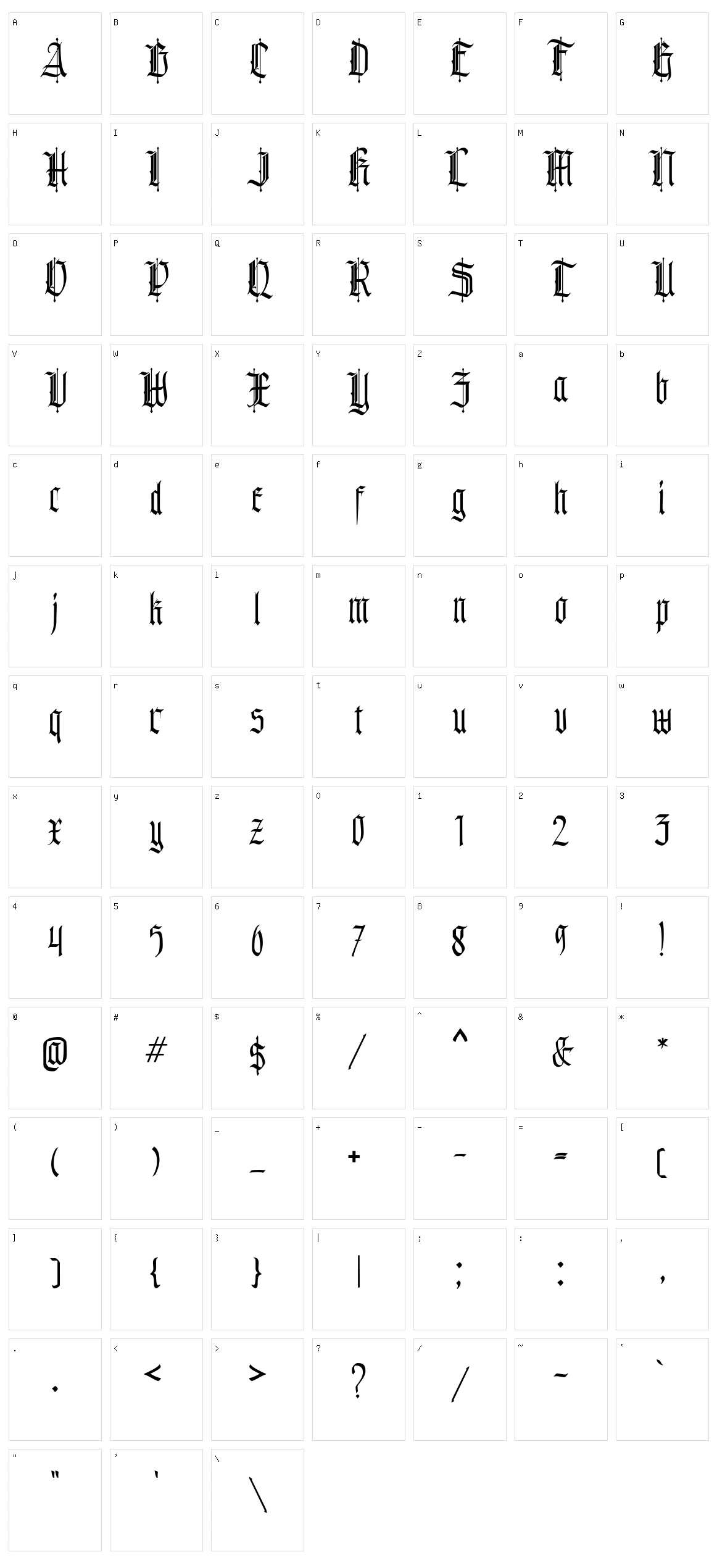 Bullgine Character Set