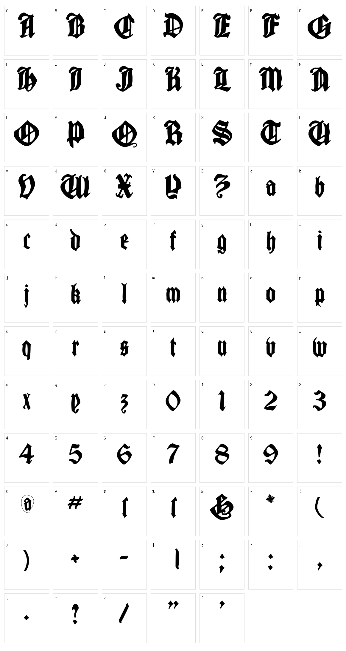 Cantara Gotica Character Set