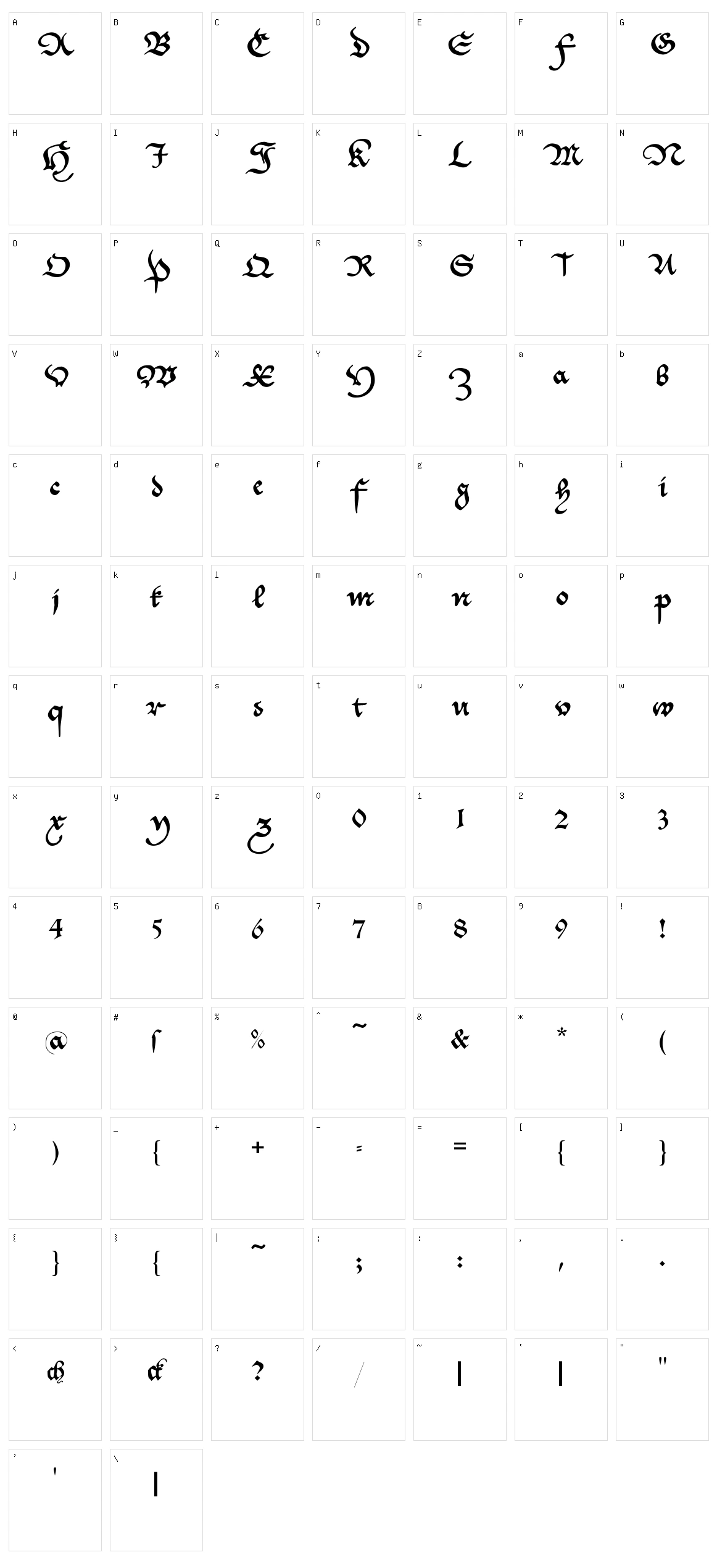 Cantzley AD1600 Character Set