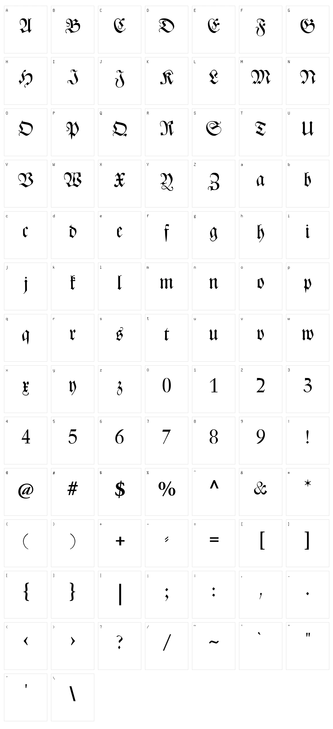 CAT Zentenaer Fraktur UNZ1 Character Set