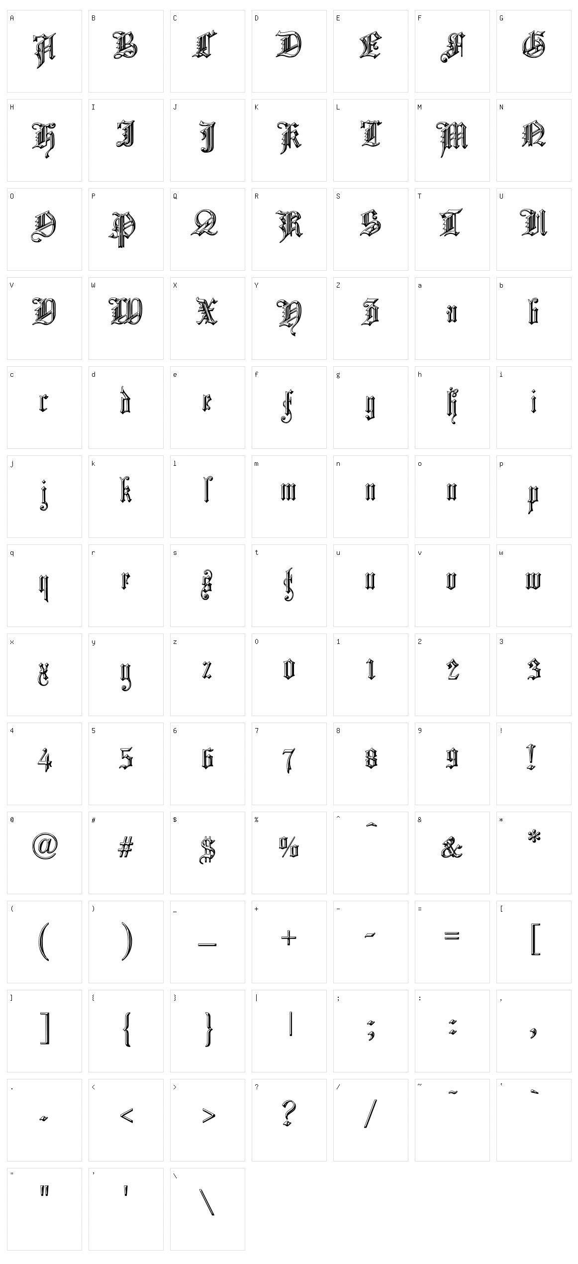 Church Text 'Shaded' Character Set