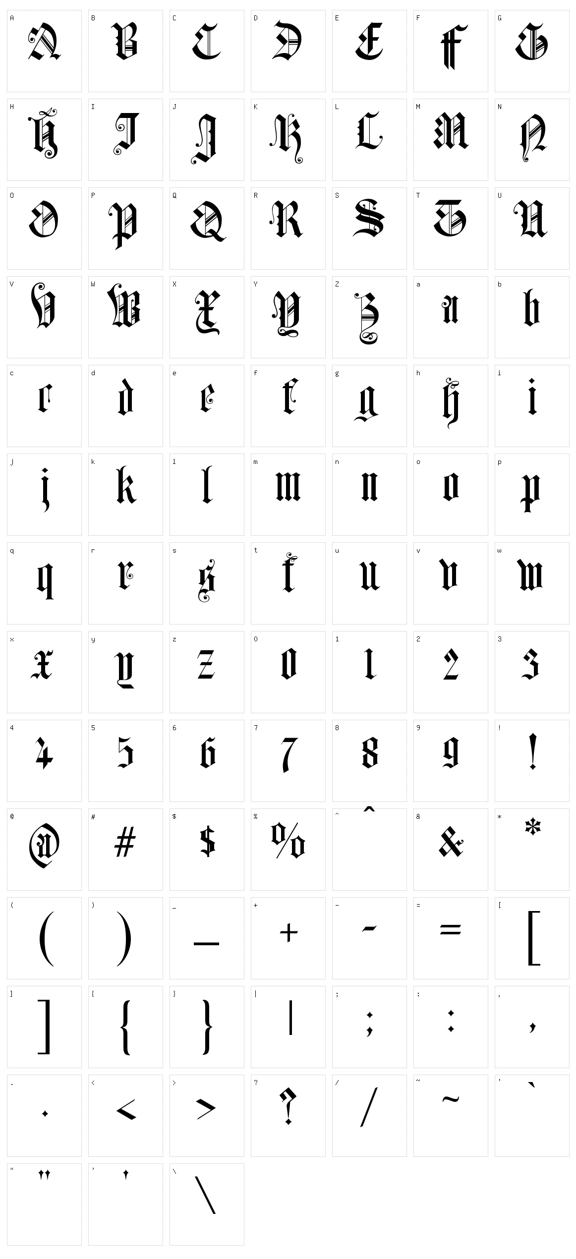 Church Text B Character Set