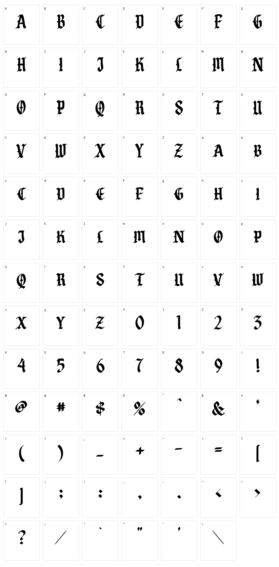 Cristone Character Set