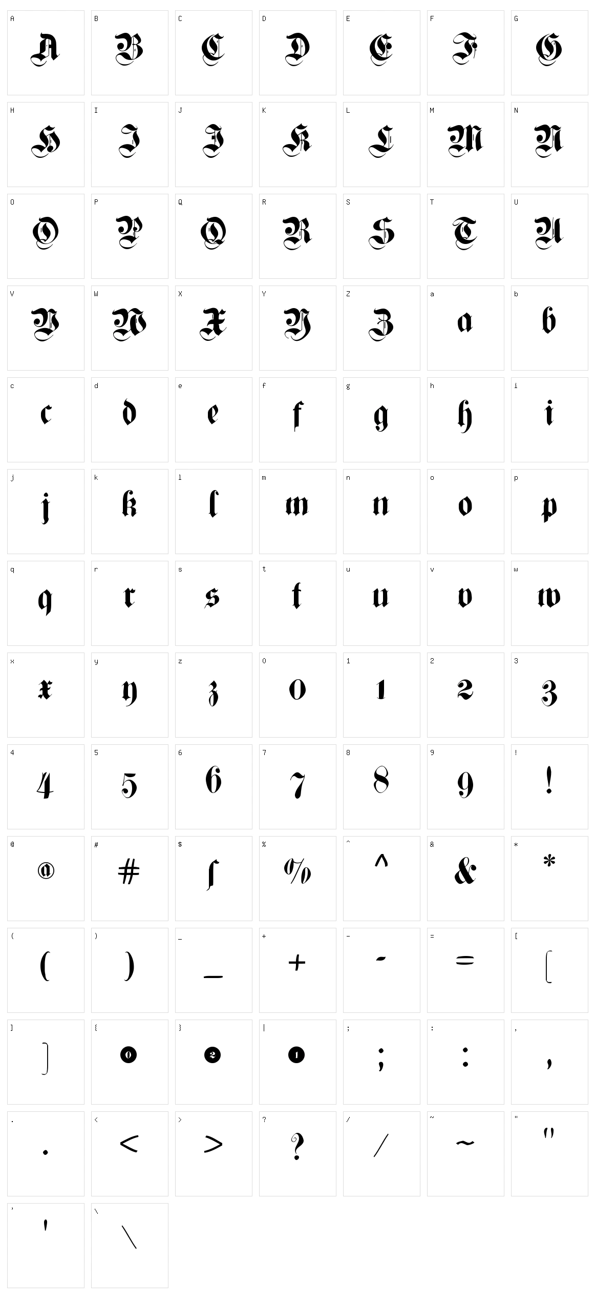 Cuxhaven Times Character Set