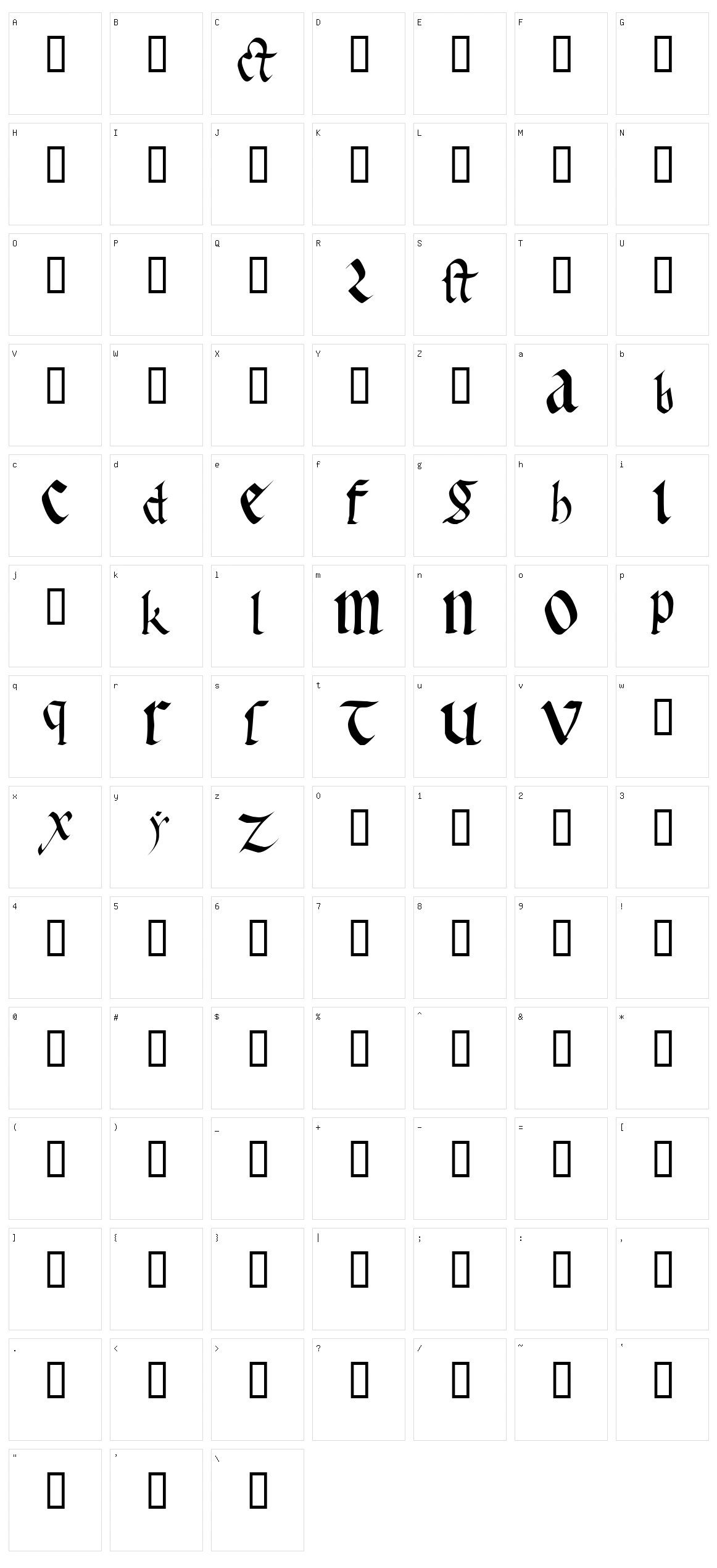 Early Gothic Character Set