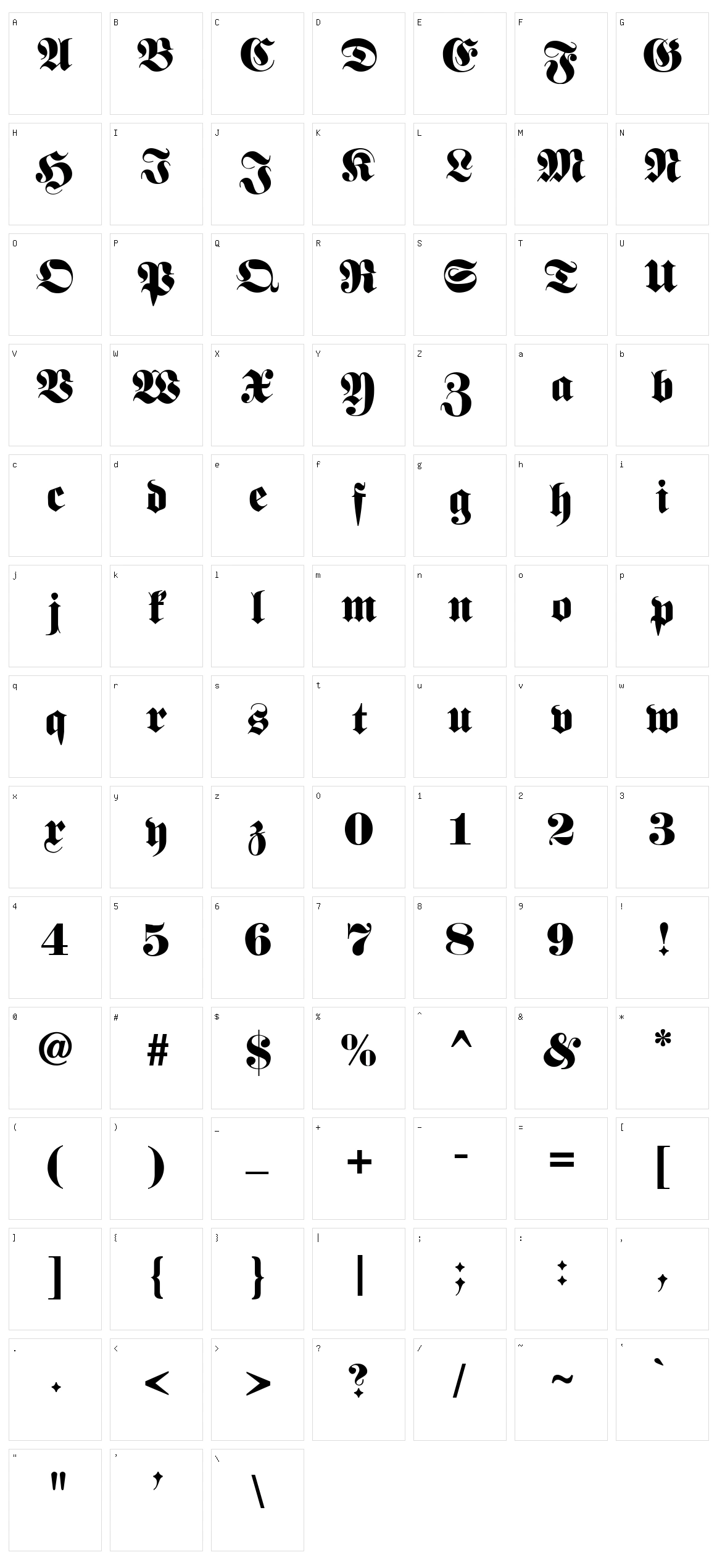 Fette Unz Fraktur Character Set