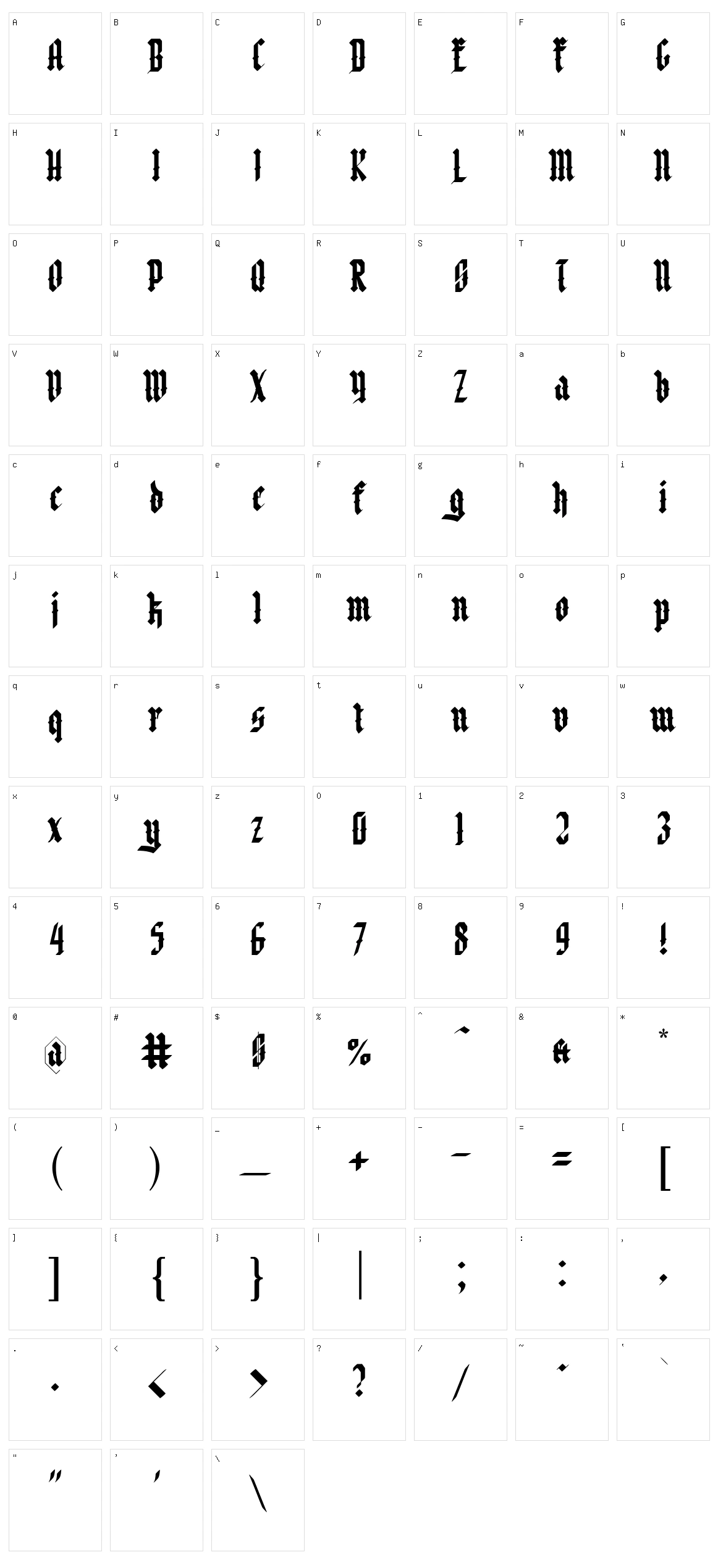 Font Negra Character Set
