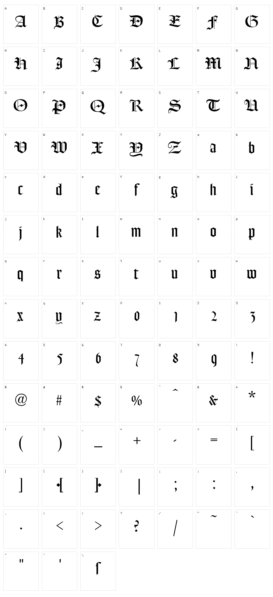 Frederick Text Character Set
