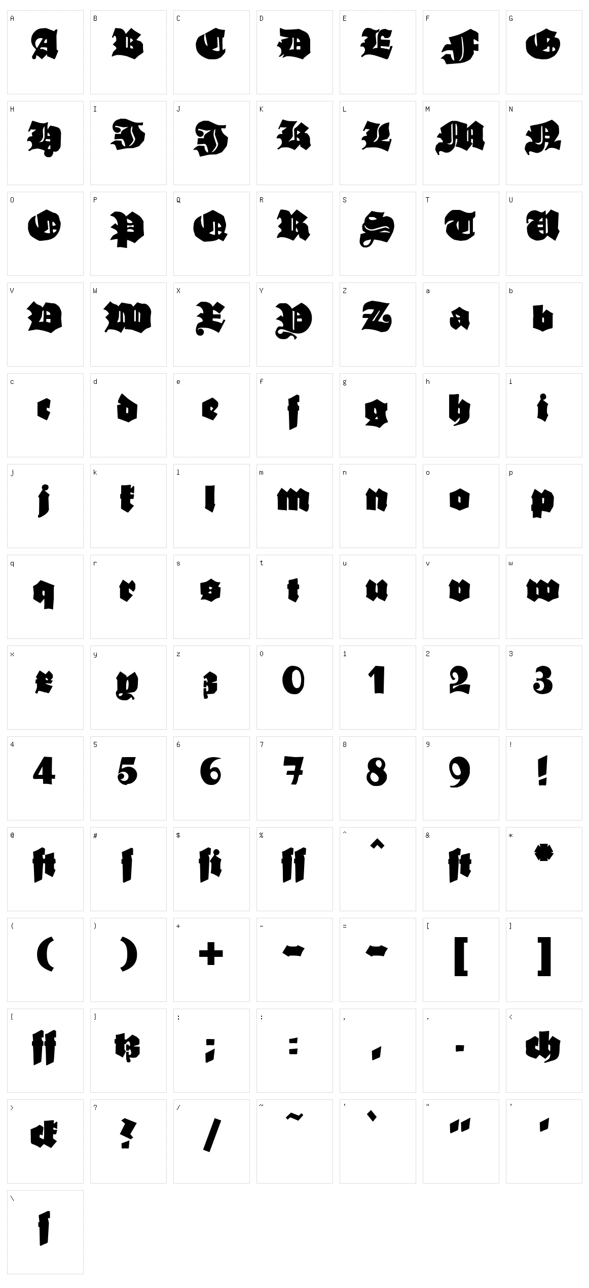 Ganz Grobe Gotisch Character Set