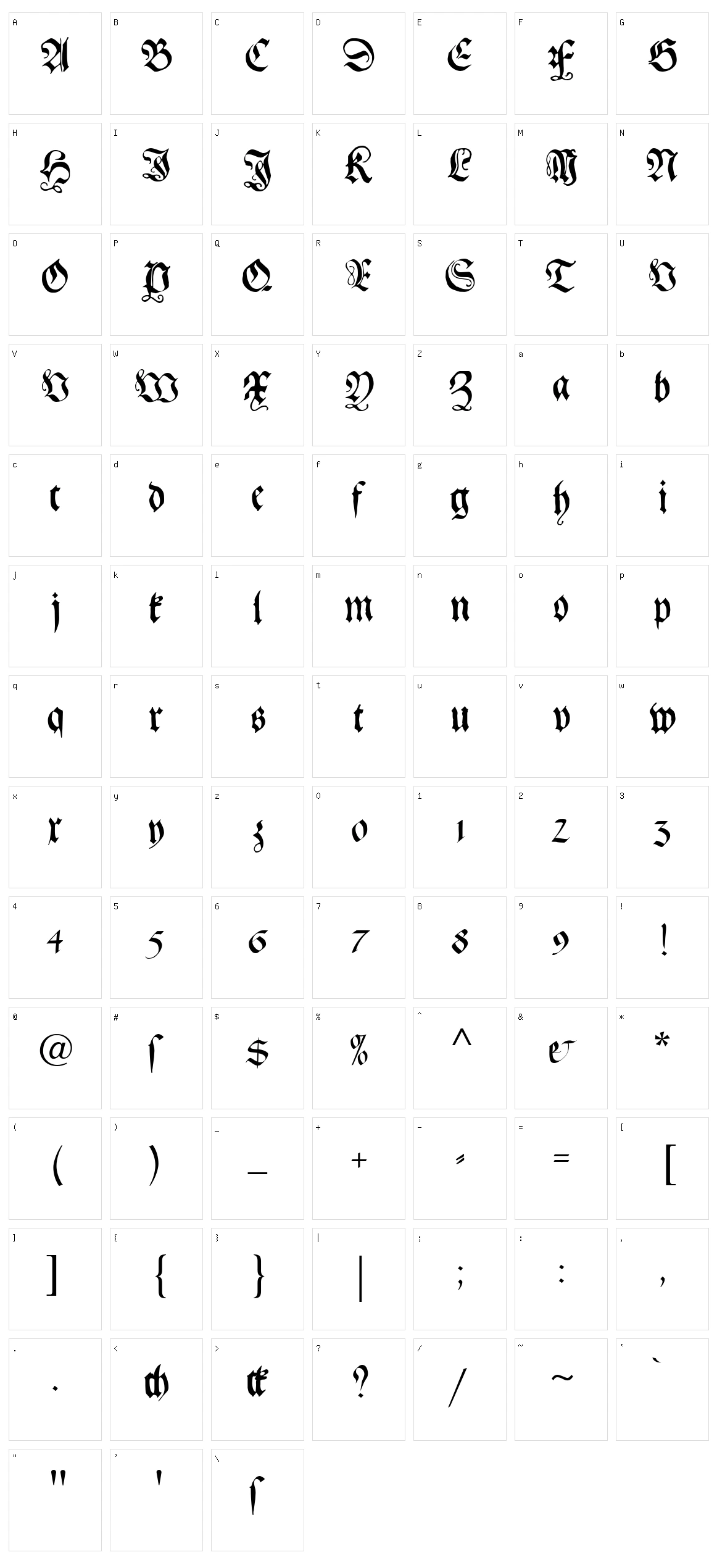 Gebetbuch Fraktur Character Set