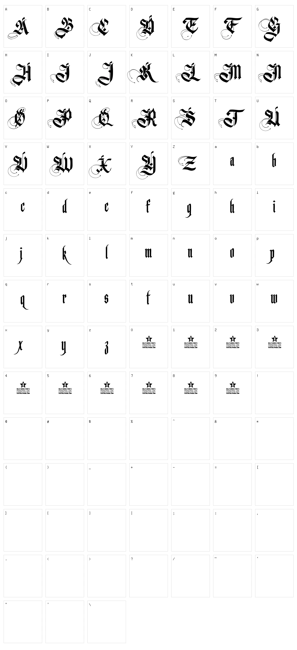 Germanika Character Set