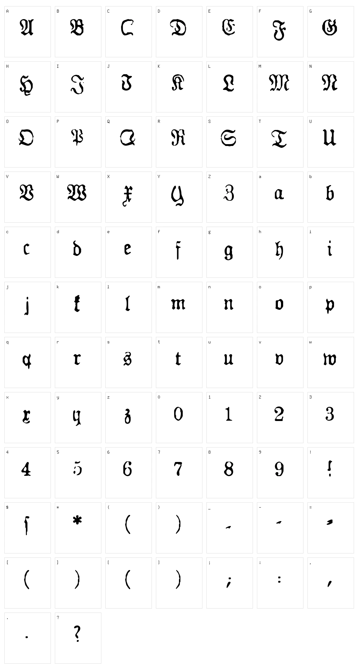 GF Gesetz Character Set