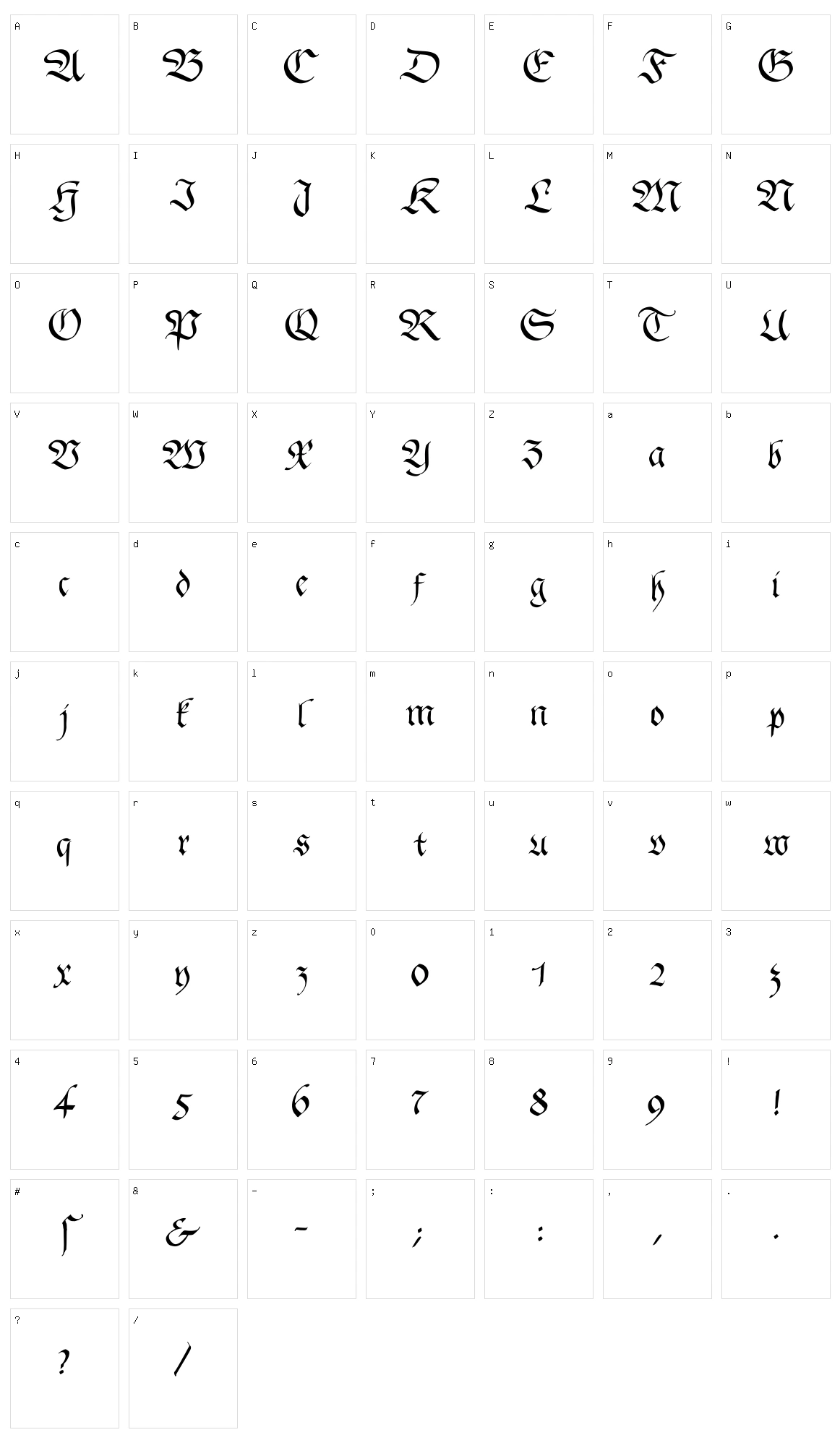 Gingko Fraktur Character Set