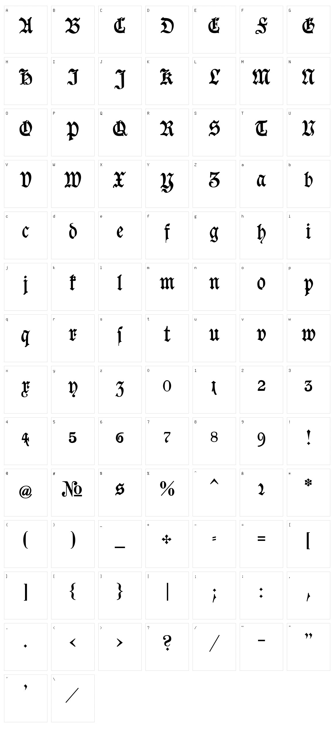 Goeschen Fraktur Character Set