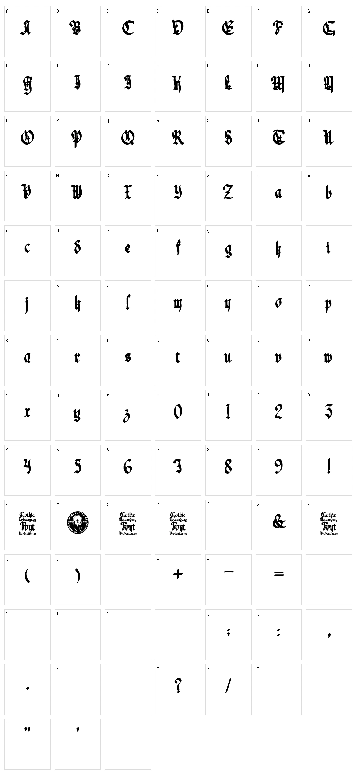 Gothic Notausgang Character Set