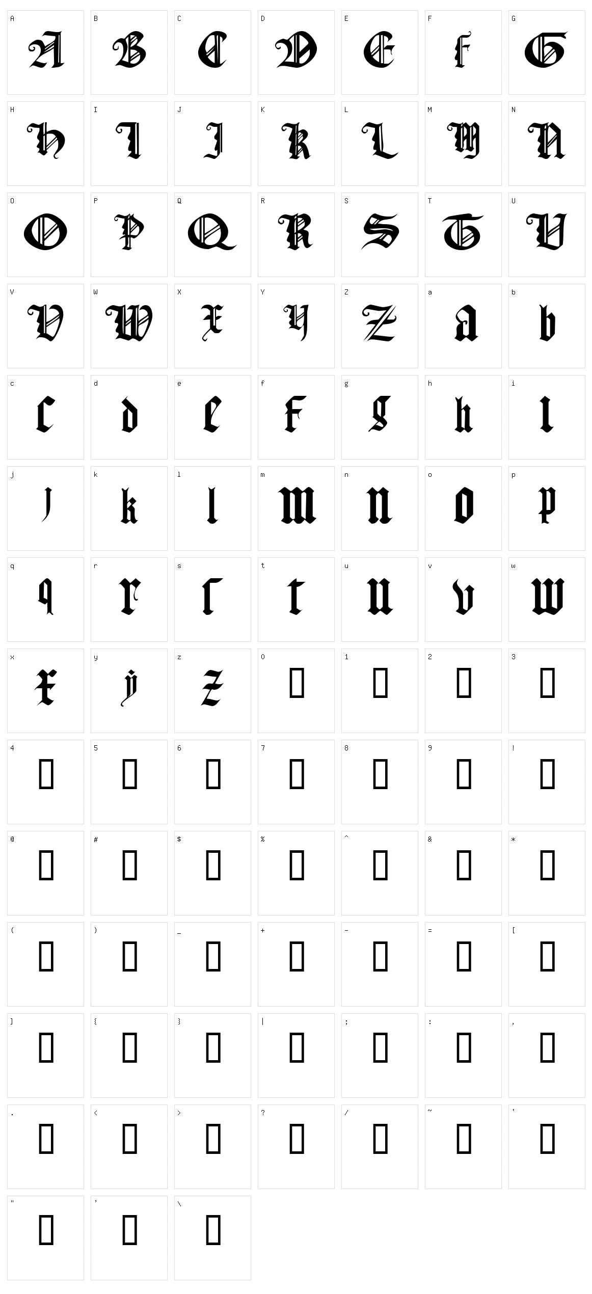 Gothic Texture Quadrata Character Set