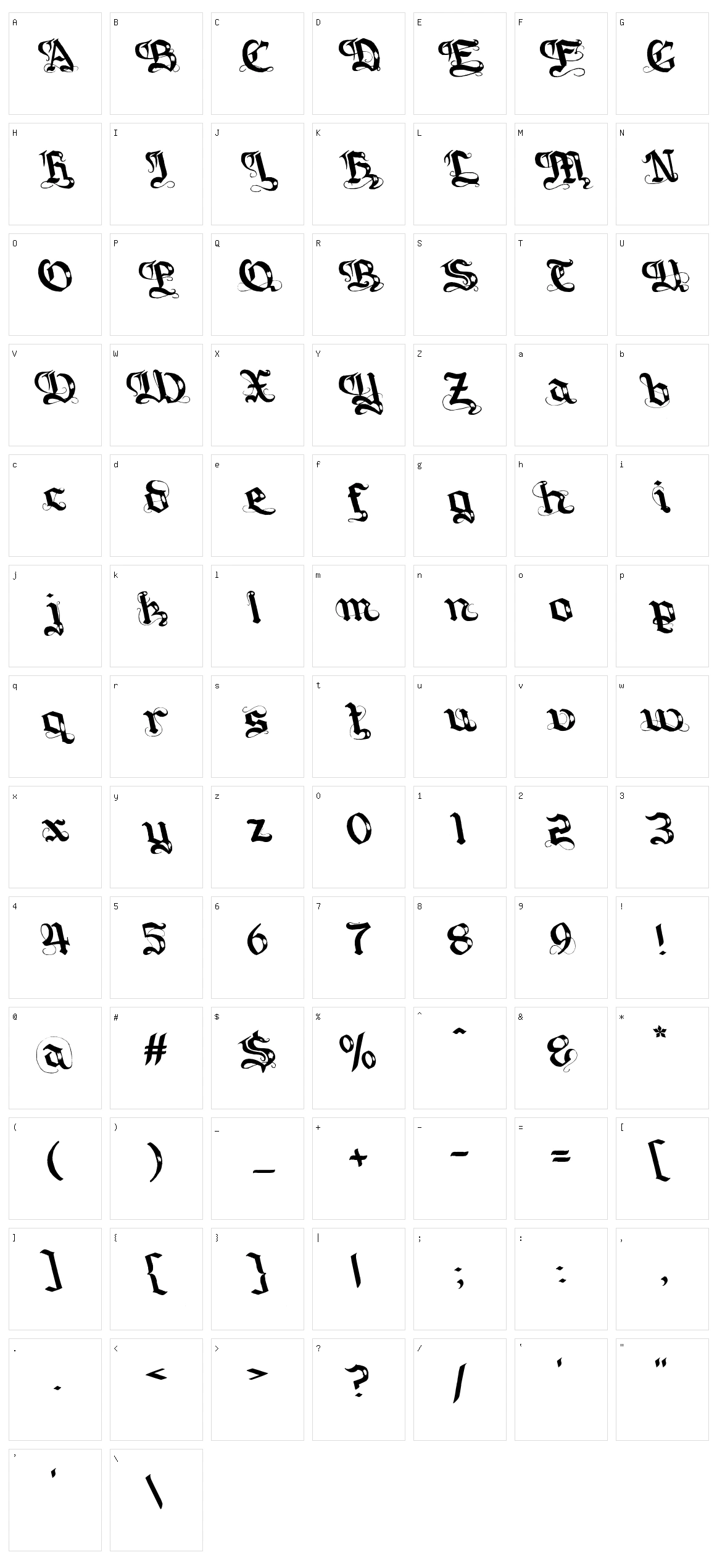 Gotique Character Set