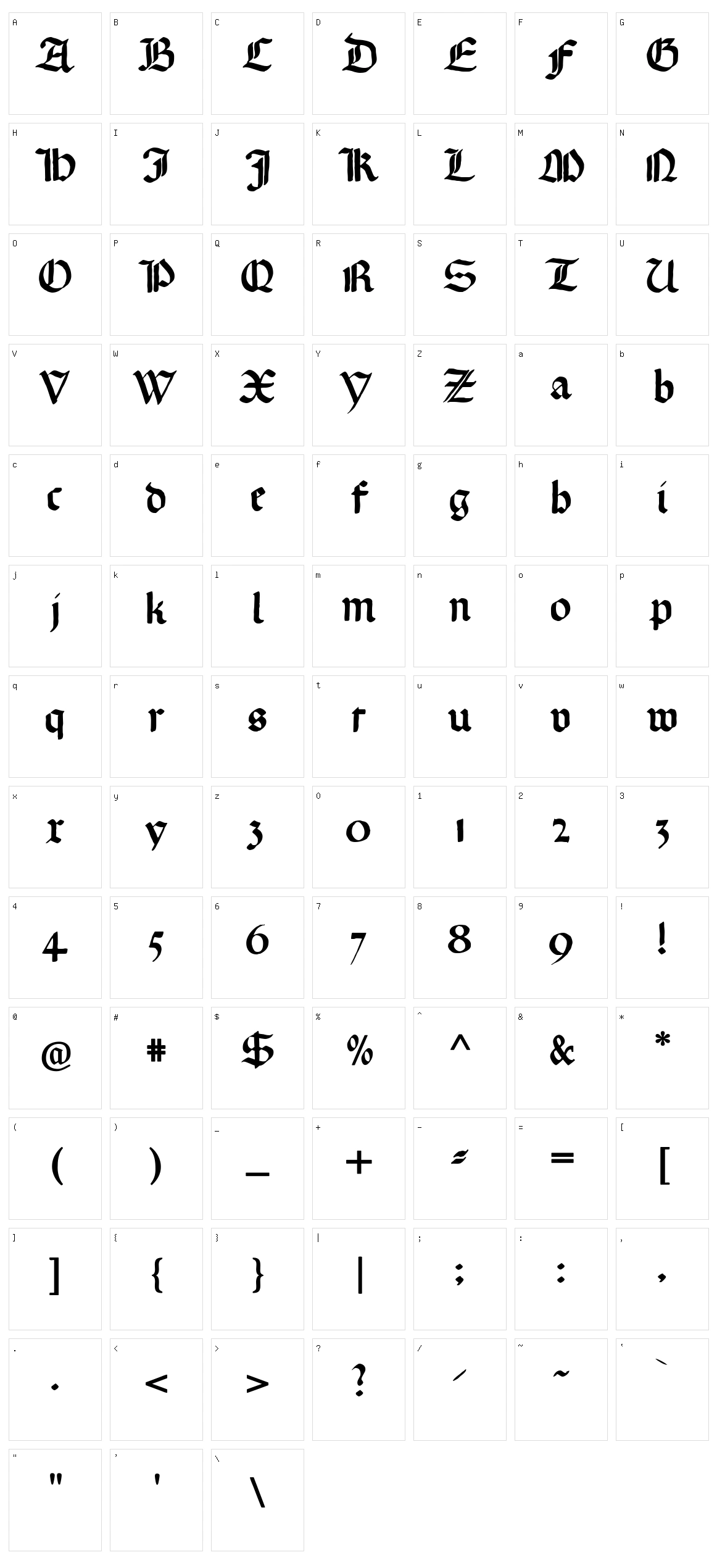 Gotische Missalschrift Character Set