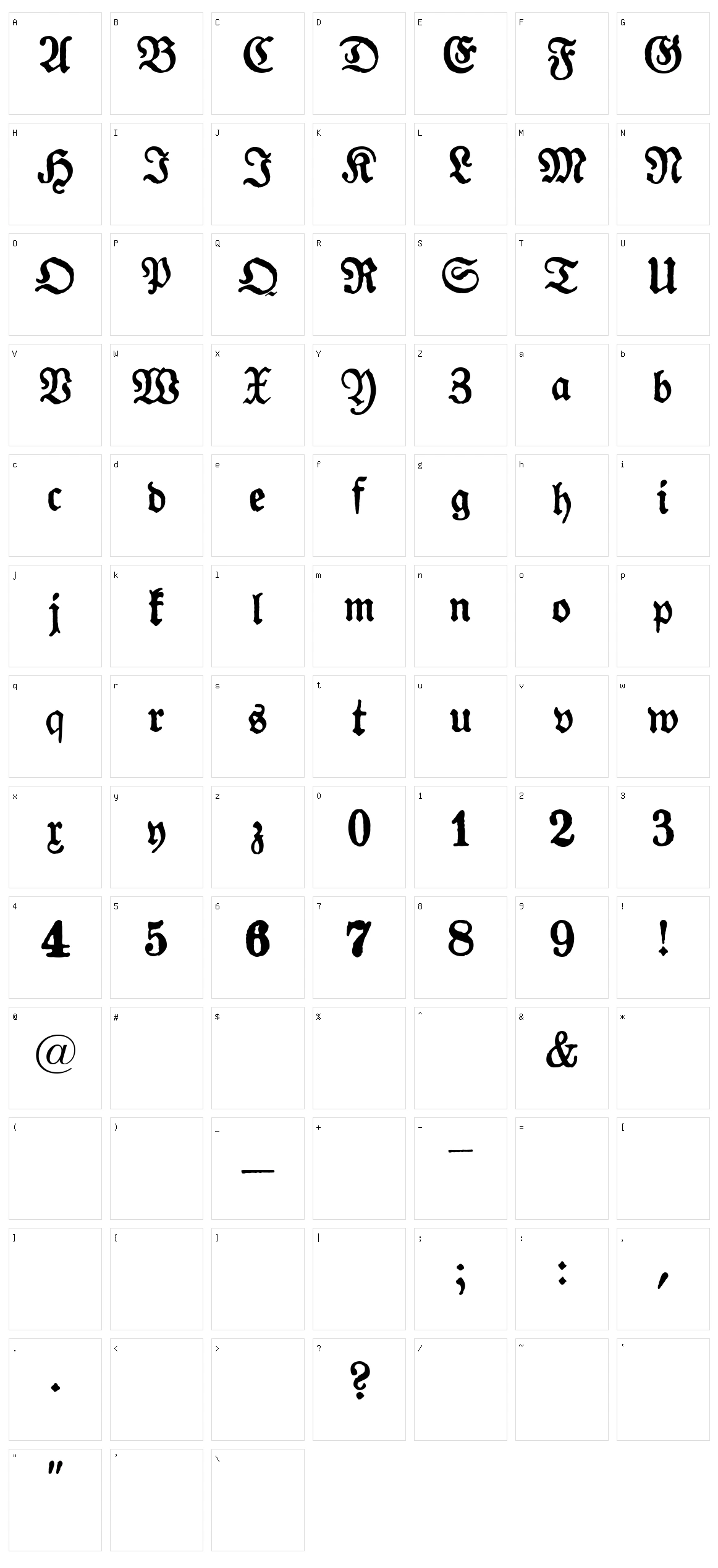 Gotyk Poszarpany Character Set
