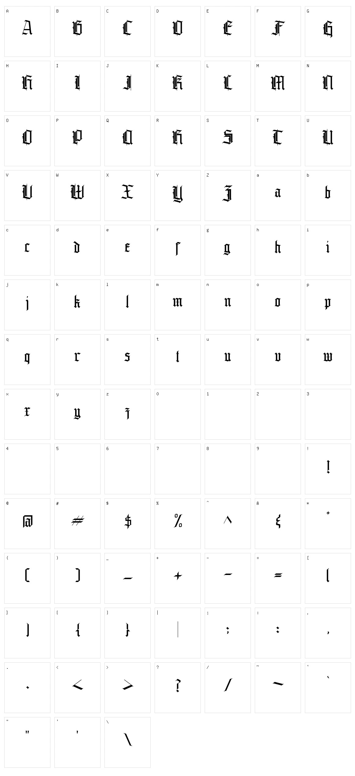 Grandice Character Set