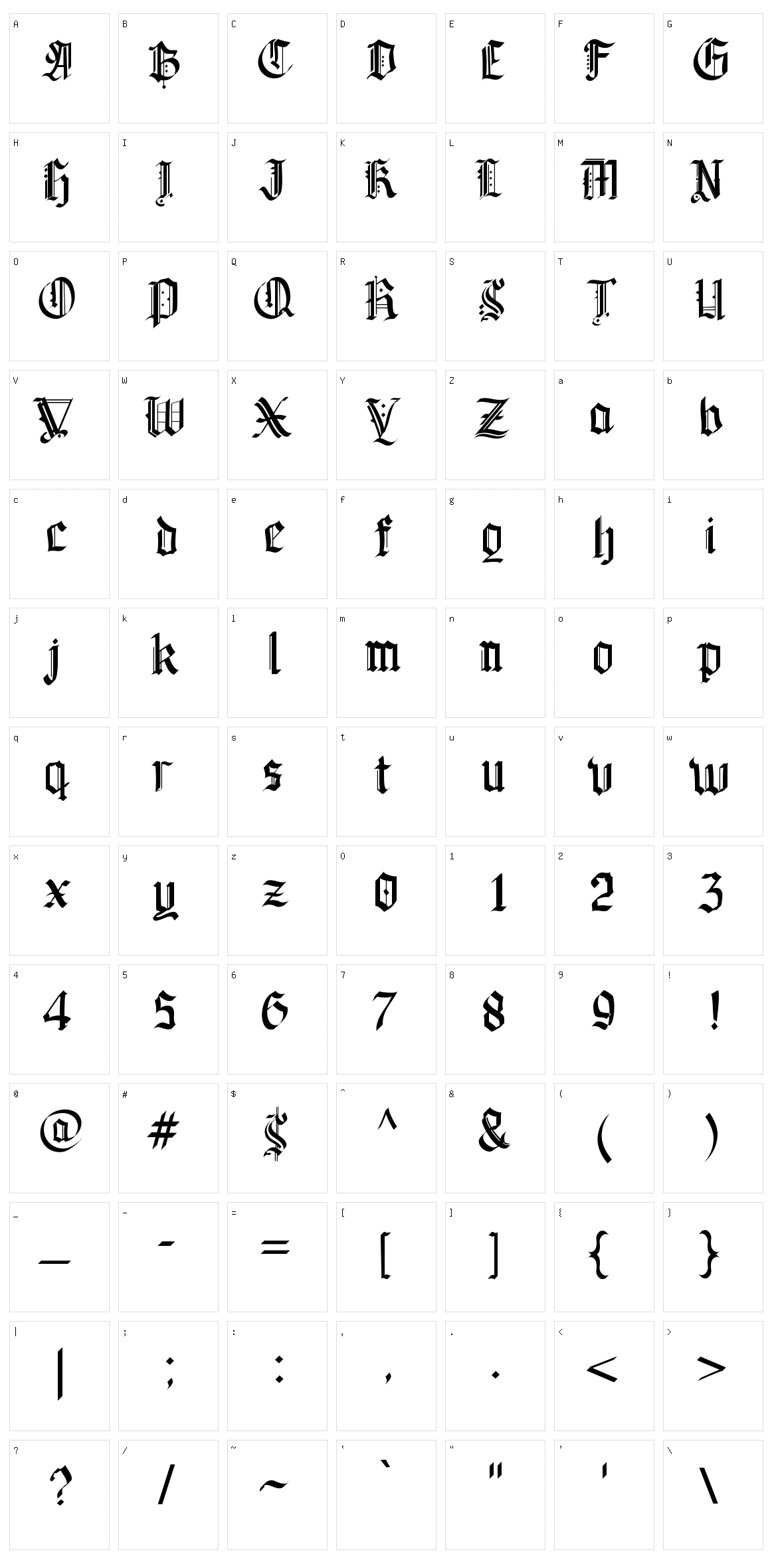 Guyford Blackletter Character Set
