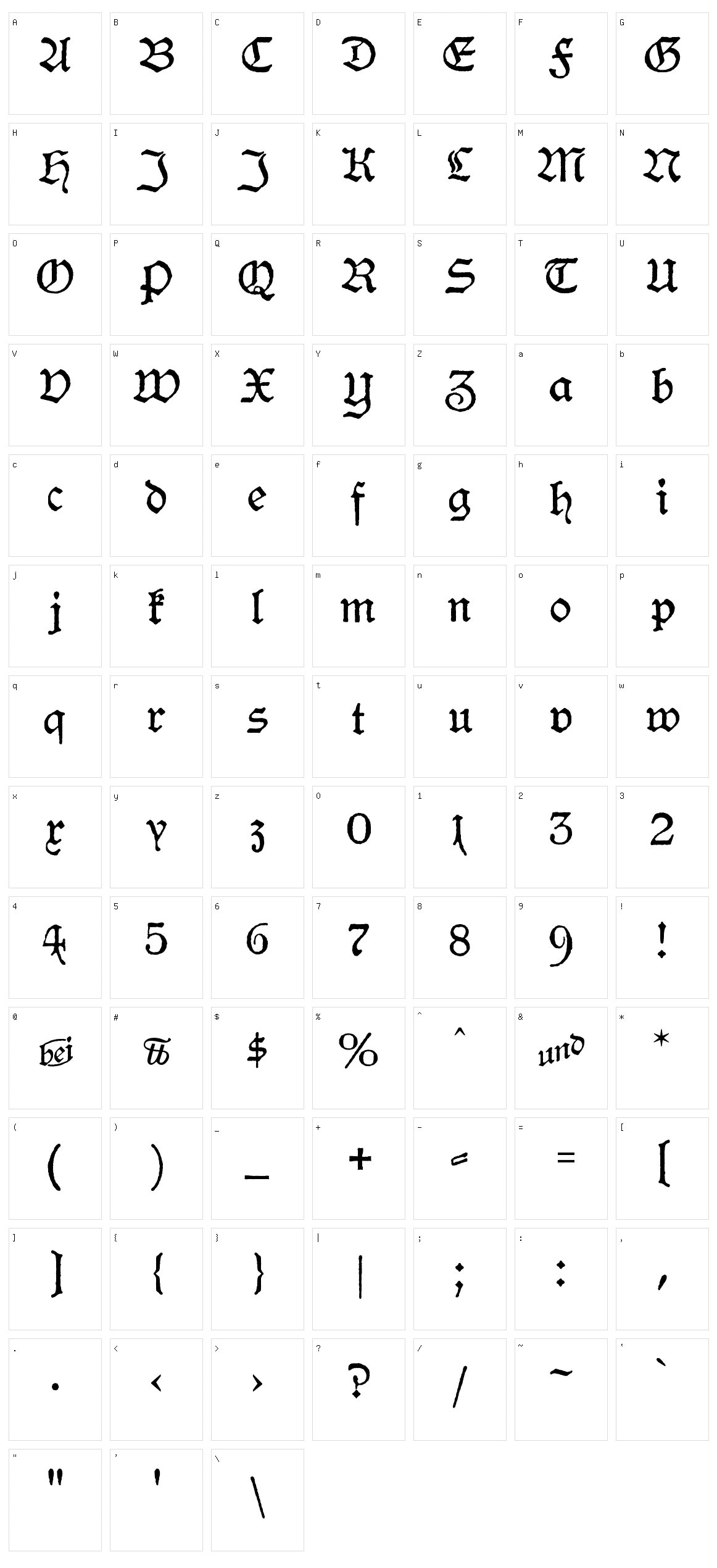 Hamburger Schwabacher Character Set