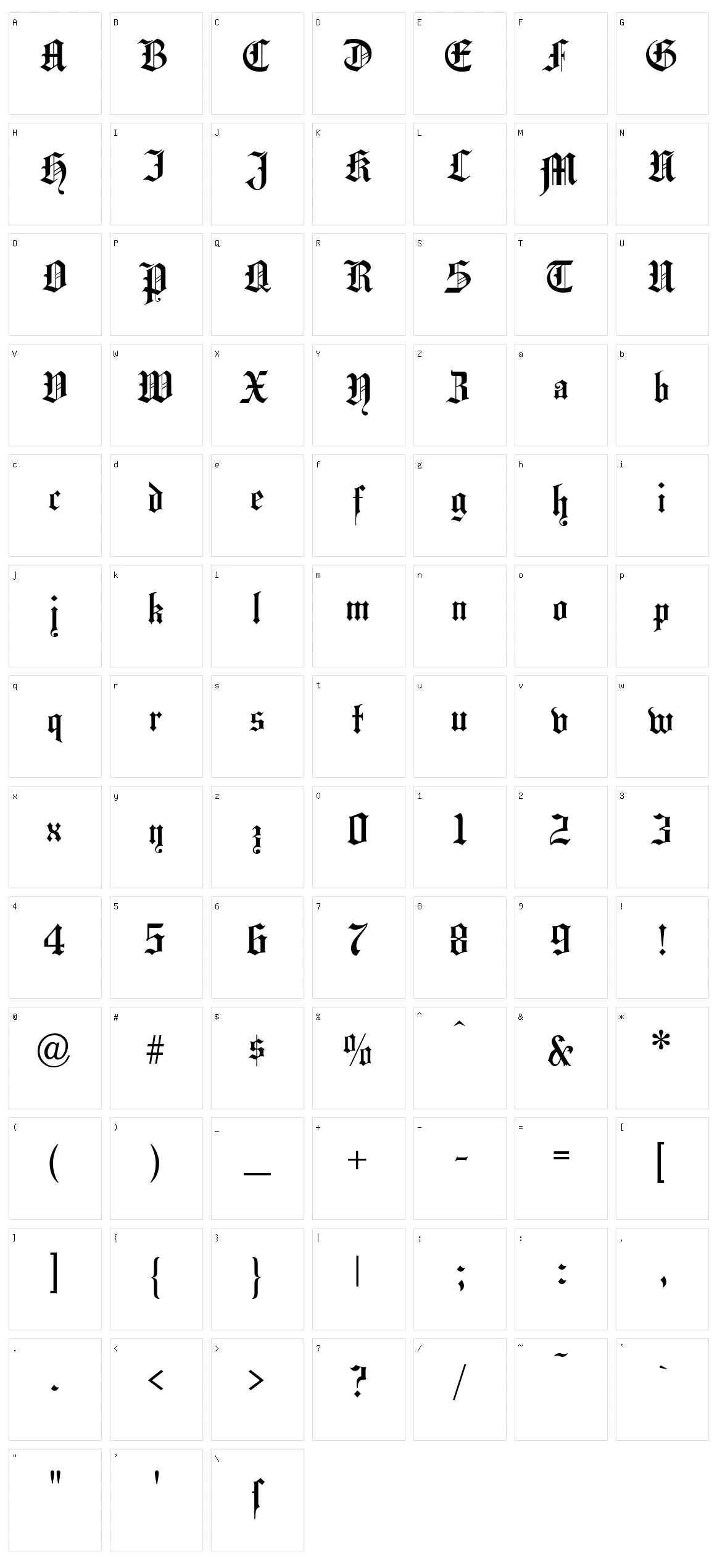 Hansa Gotisch Character Set