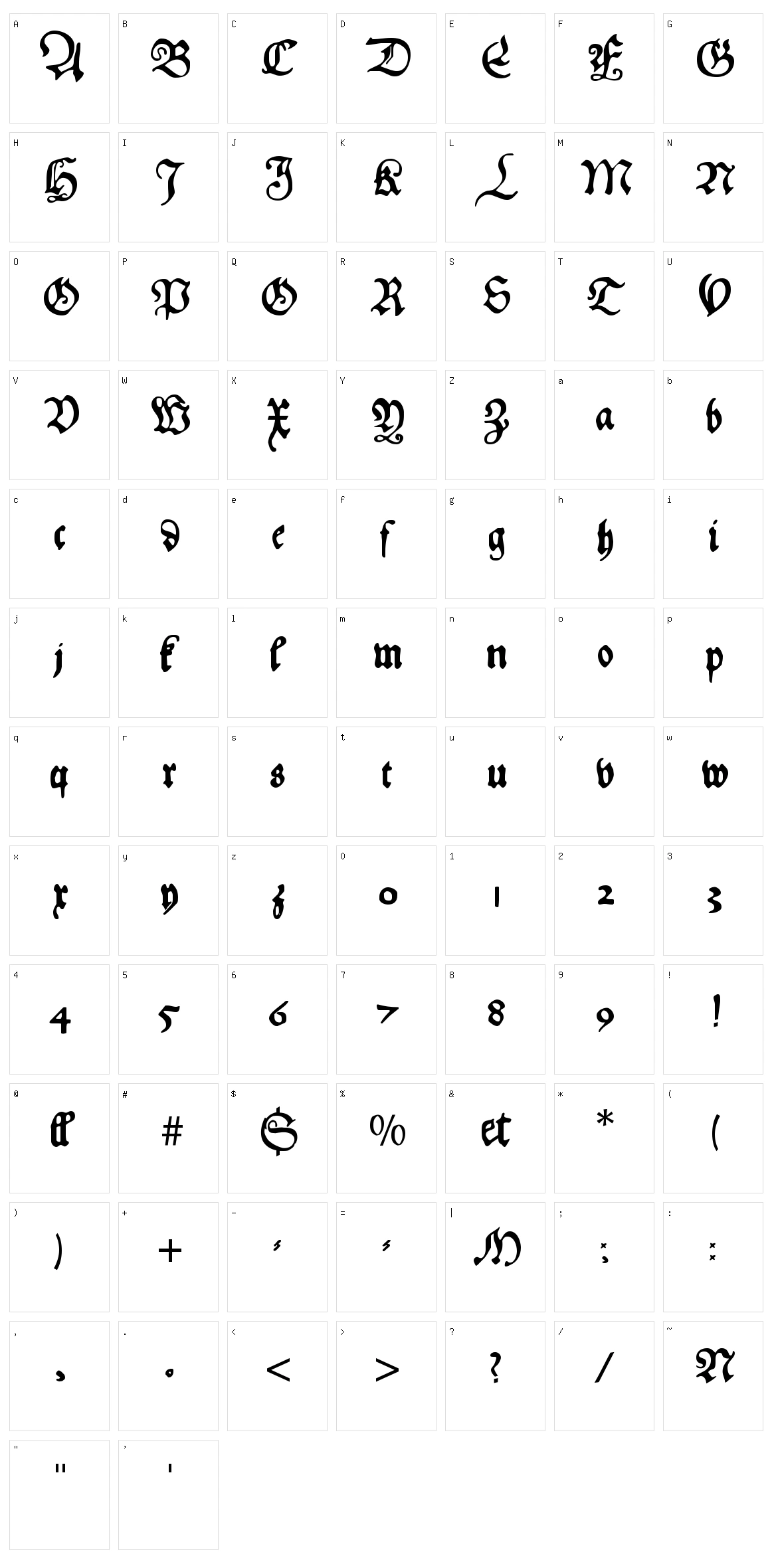 HansFraktur Character Set