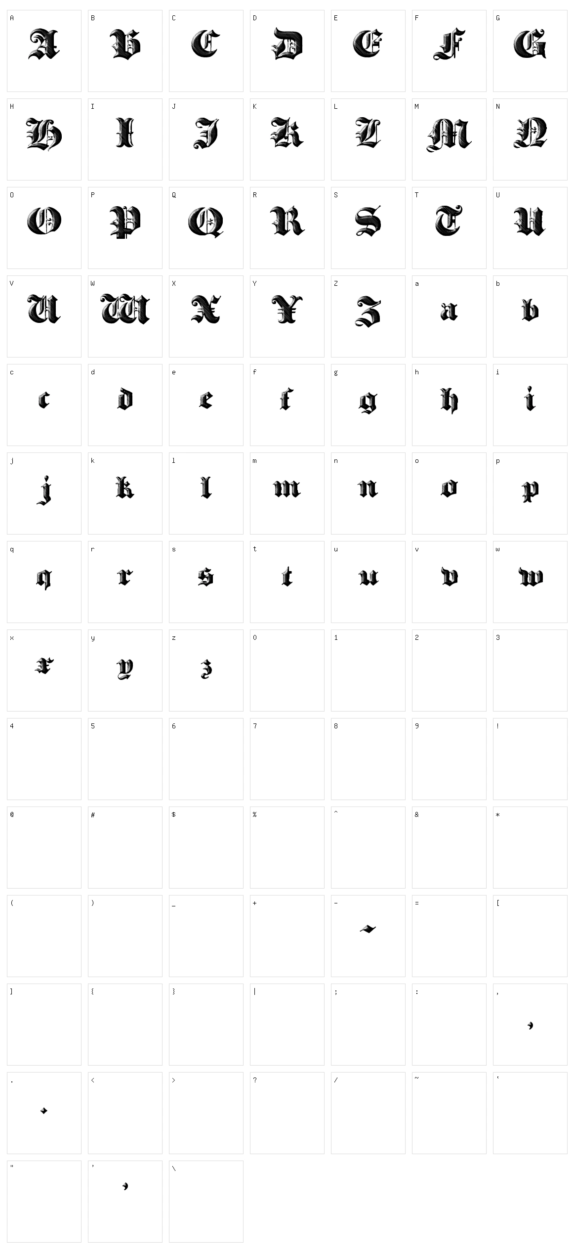 Heavy Gothik Character Set